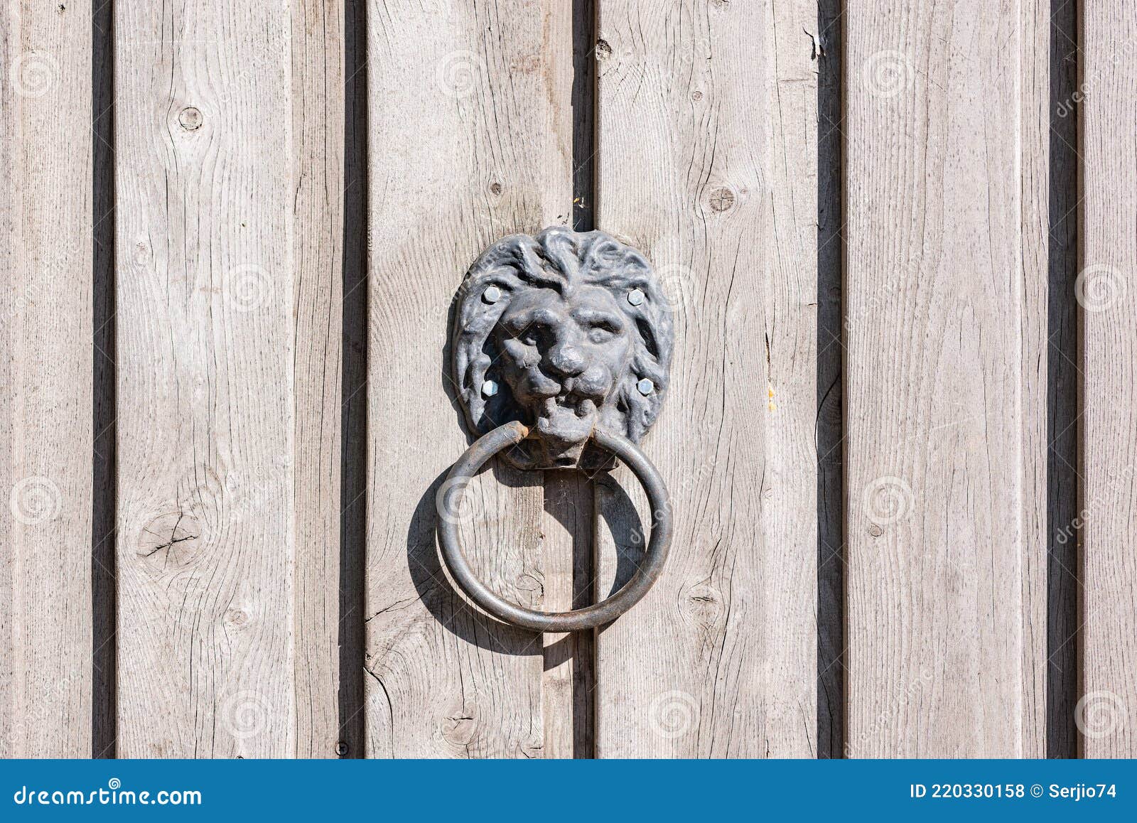 Metal Door Knocker on Wooden Door Stock Photo Image of house, iron
