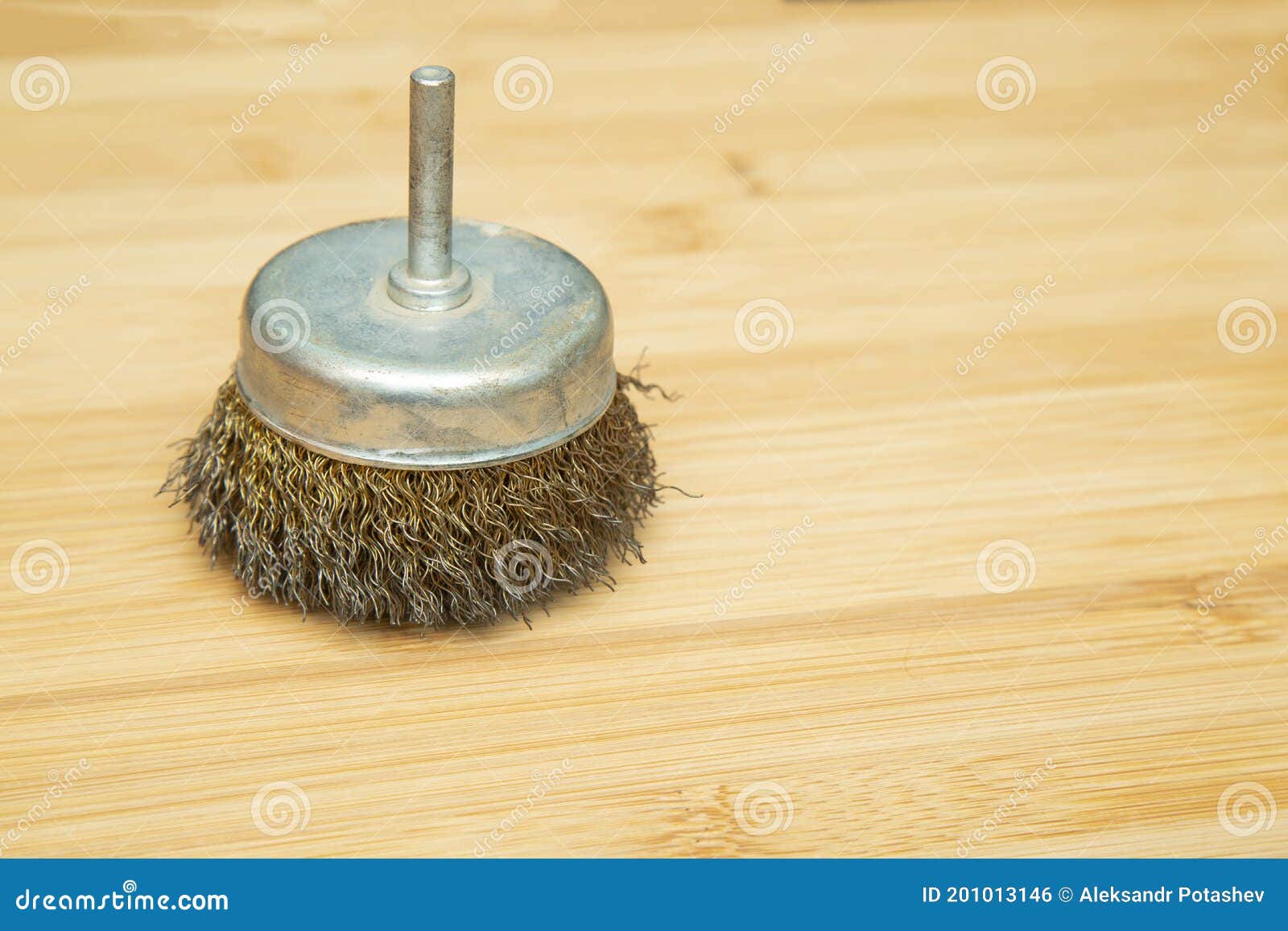 Metal Drill Brush for Cleaning Metal. a Tool for Metal Processing Stock