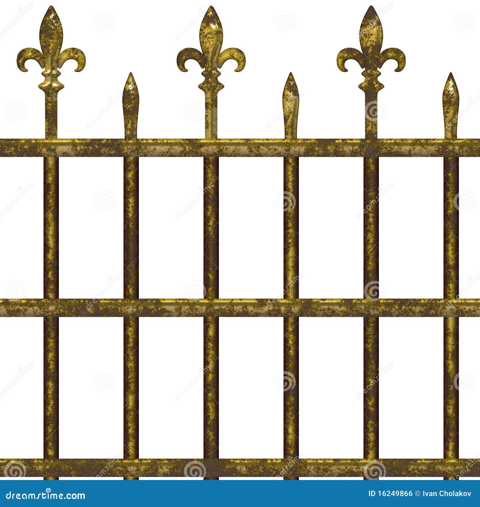 Metal Fence, Spike Lattice Bars. Iron Gate, Vector Illustration. Safety