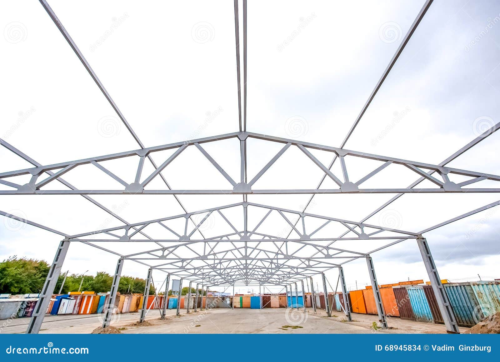Metal Frame of an Industrial Building Stock Photo Image of asphalt