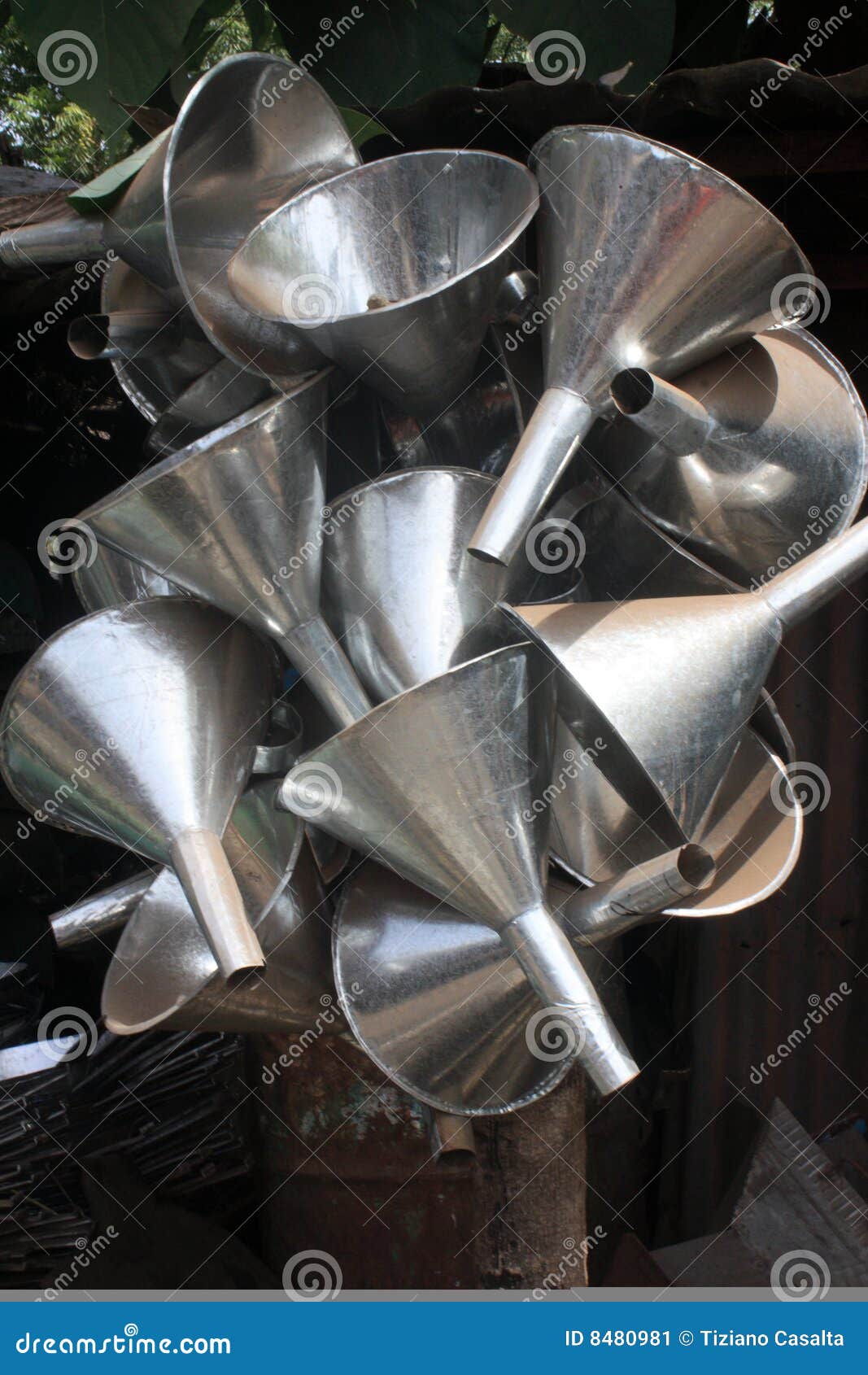 Metal funnels stock image. Image of funnels, racking, home 8480981
