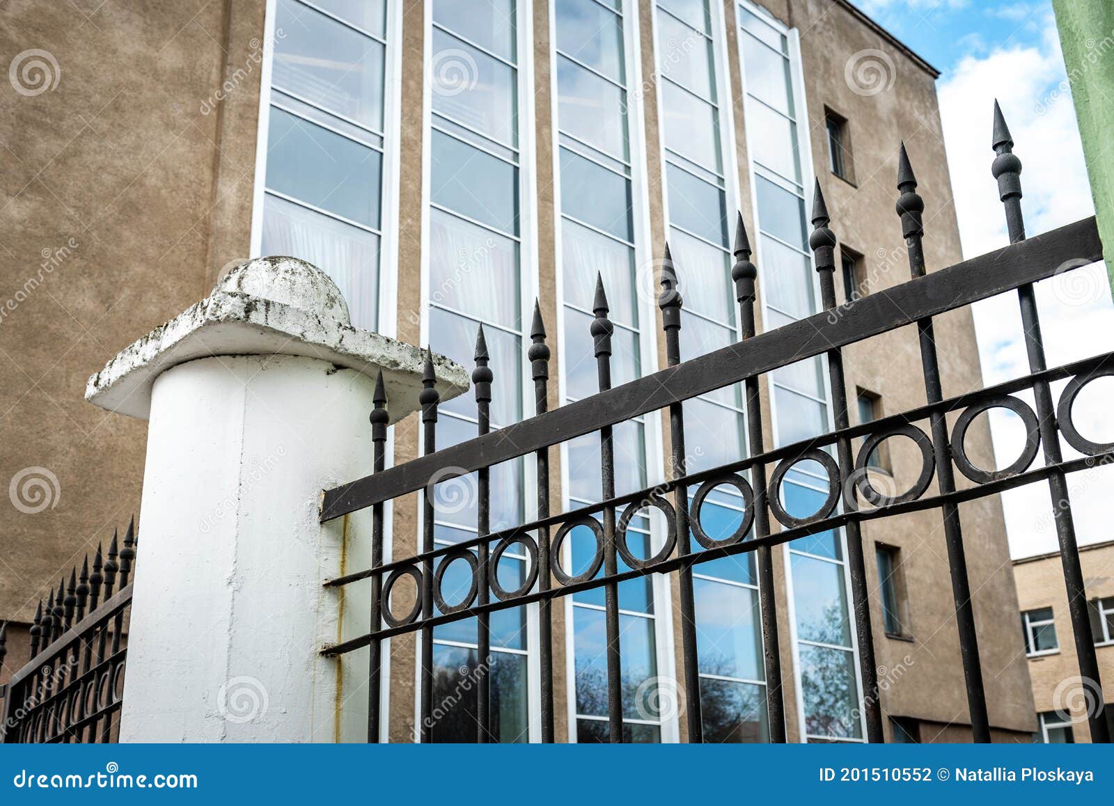 Metal Gates in Front of the Administrative Building Stock Photo Image