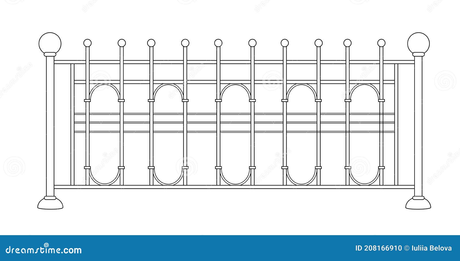 Metal Grill of a Classic Fence. Line Drawing Stock Illustration ...