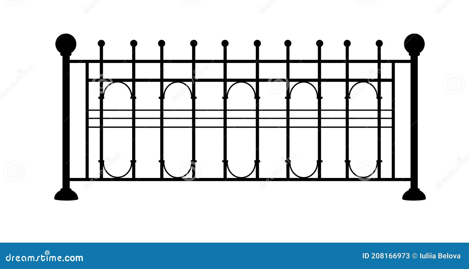 Metal Grill of a Classic Fence. Line Drawing Stock Illustration ...