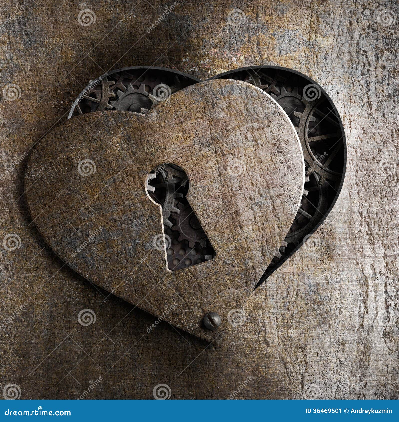 metal heart with keyhole
