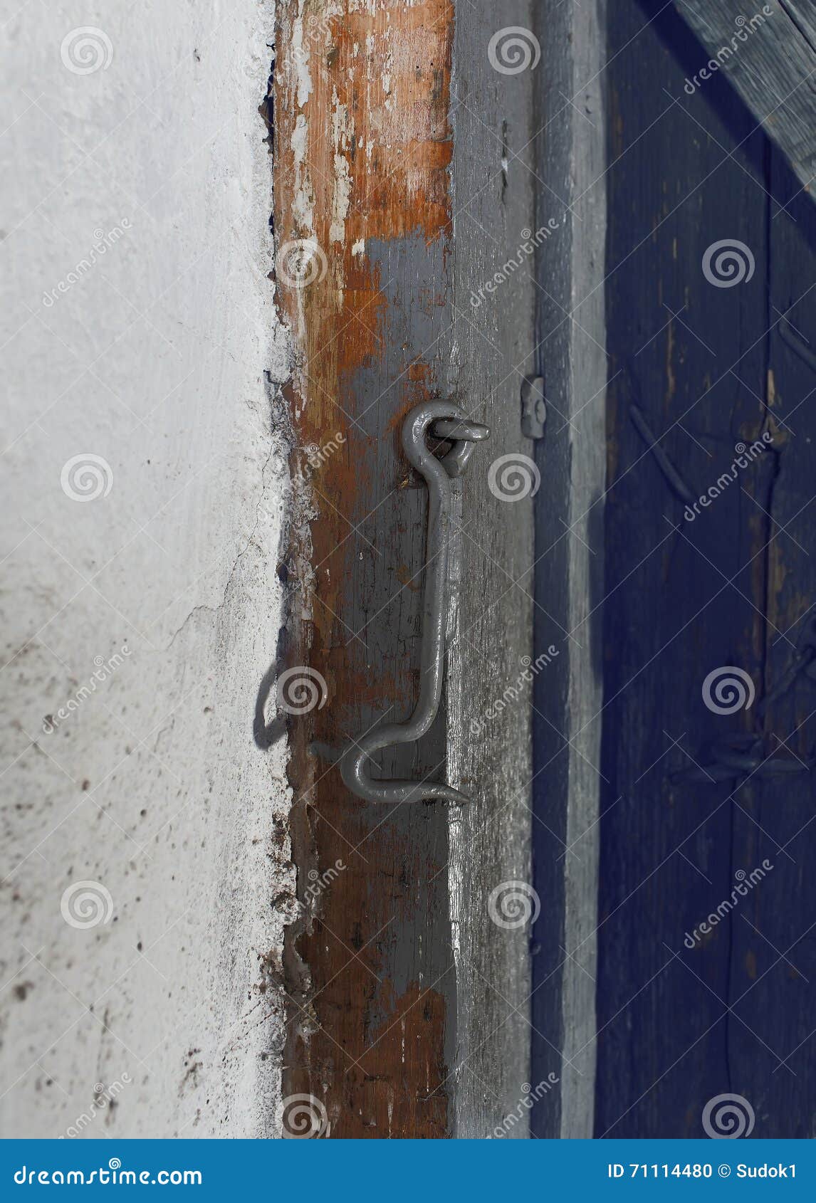 Metal hook on the door stock photo. Image of obsolete 71114480
