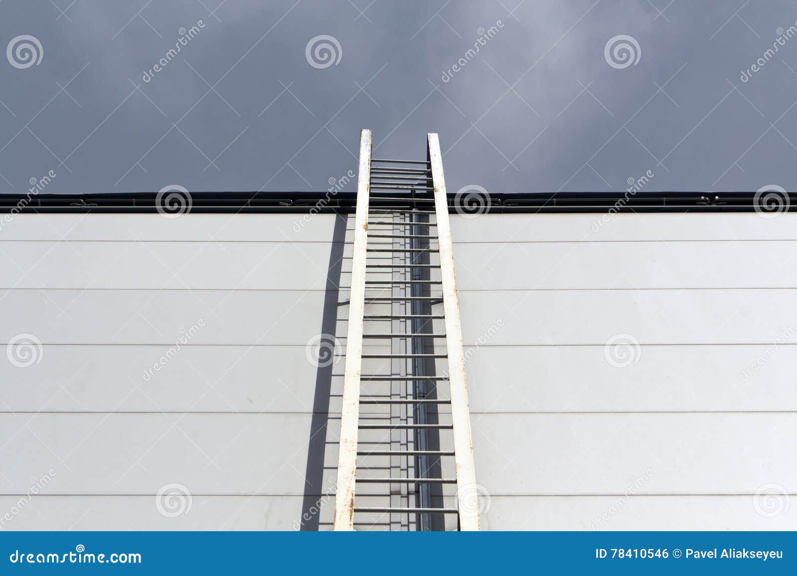 Metal Ladder On Grey Building Wall And Sky Stock Photo Image Of Industry Escape 78410546
