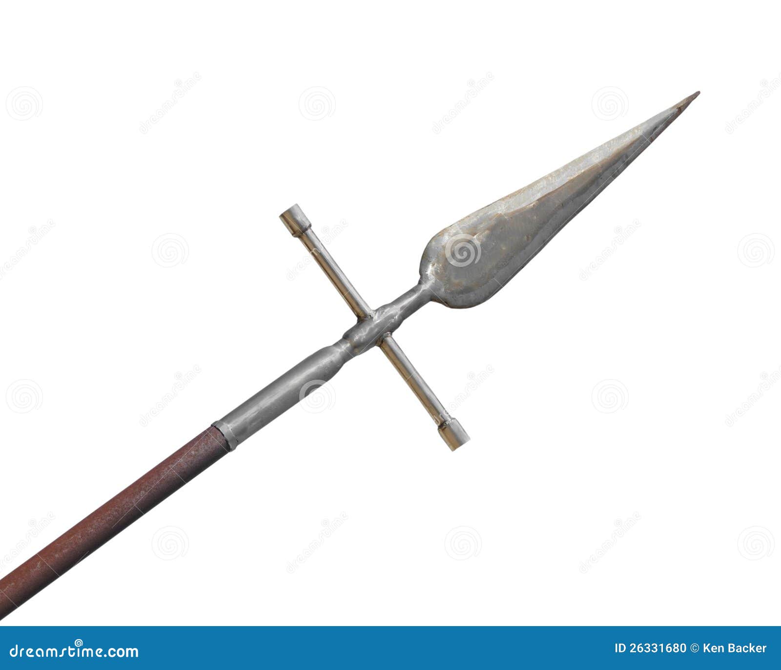 metal lance or spear head with shaft .
