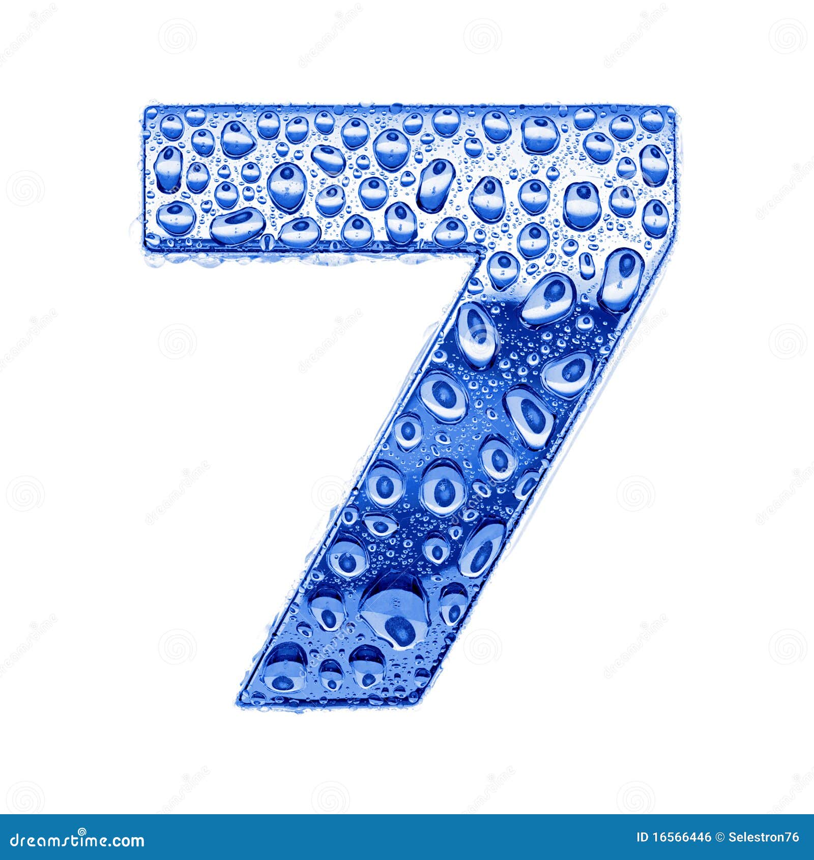 metal letter & water drops - digit 7