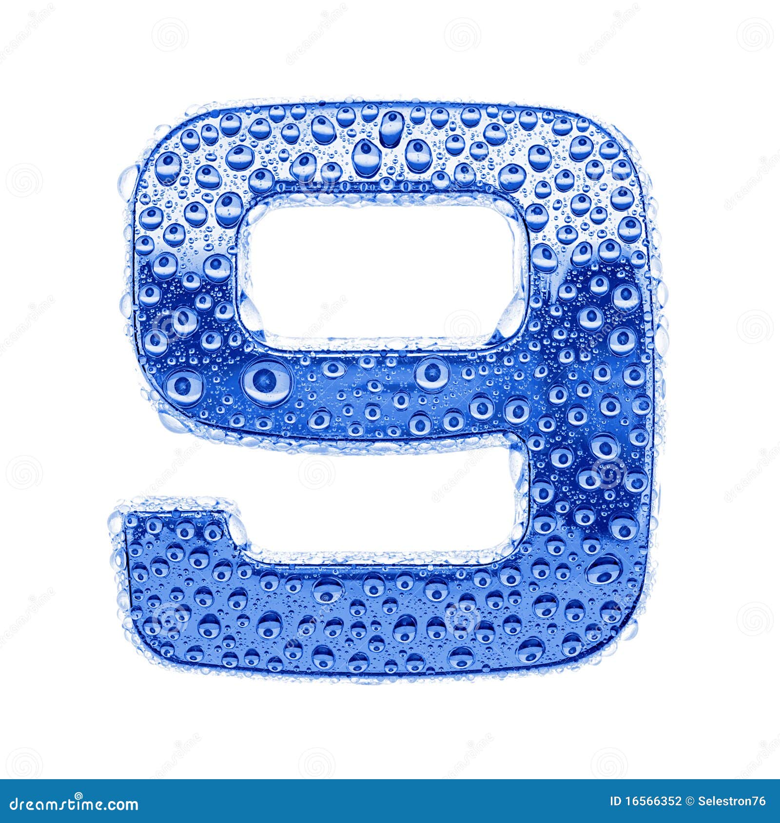 metal letter & water drops - digit 9