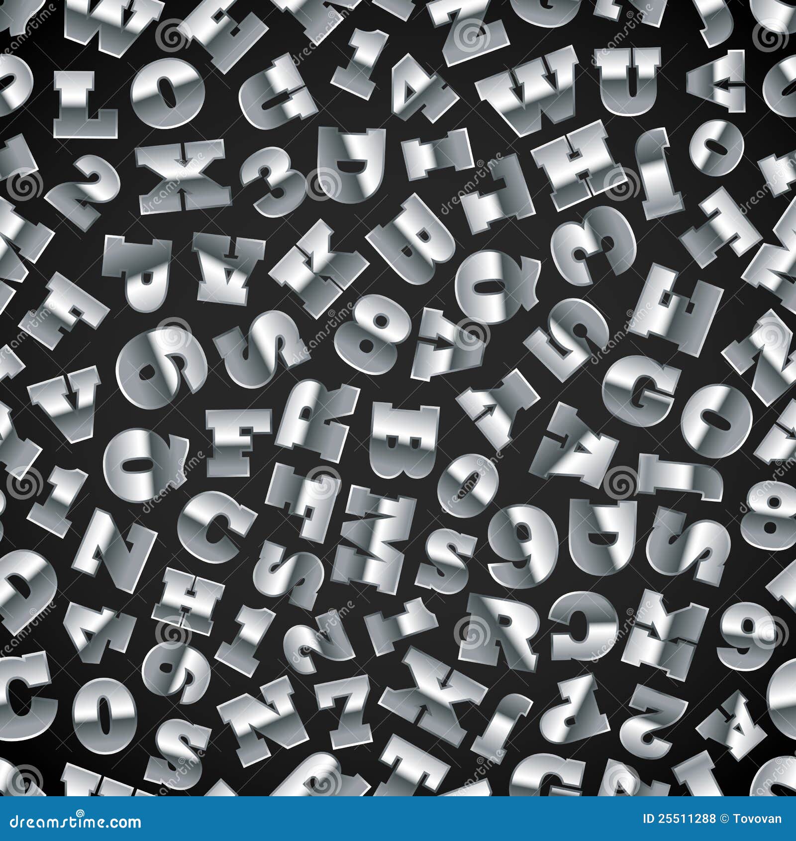 Metal letters on black stock vector. Illustration of number 25511288