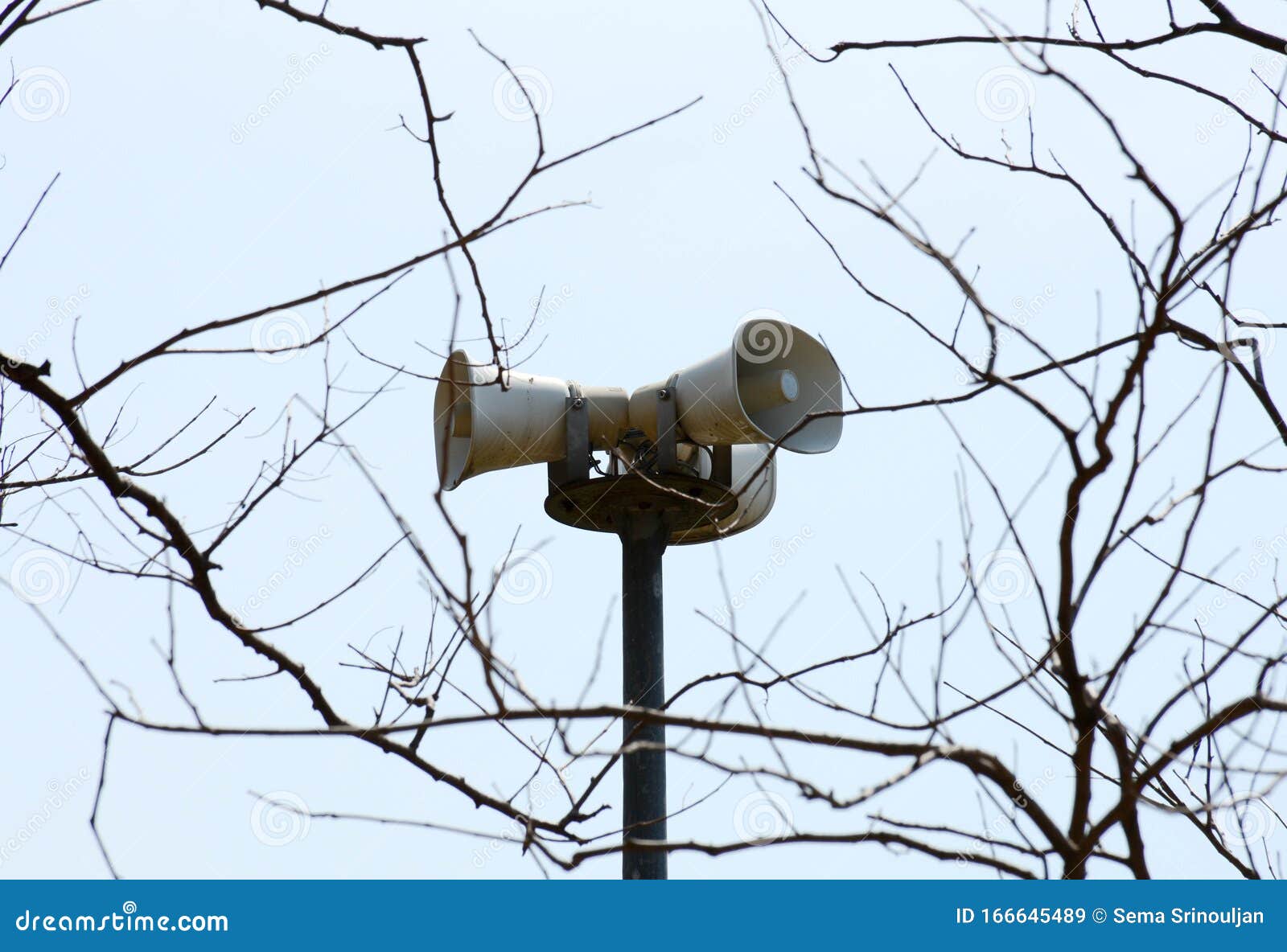 Metal Loudspeakers in the Park. Stock Image Image of relay, public