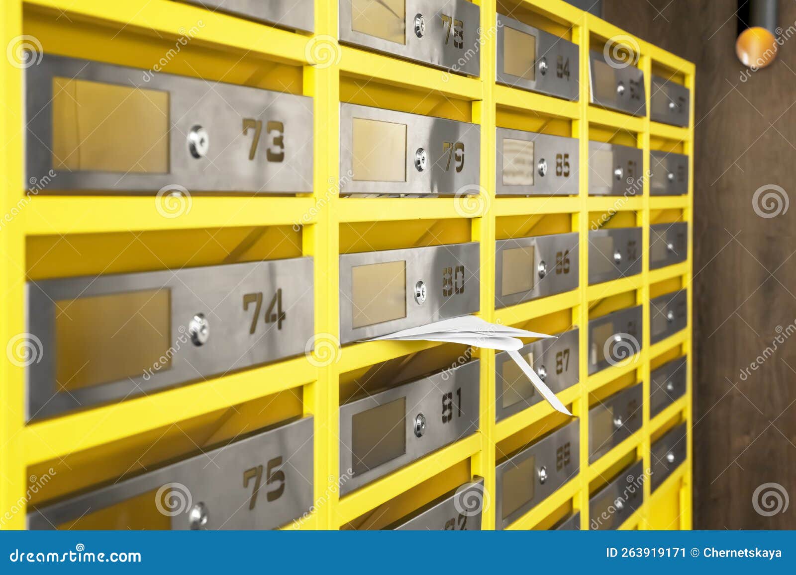 Metal Mailboxes with Receipts from Post Office Indoors Stock Image