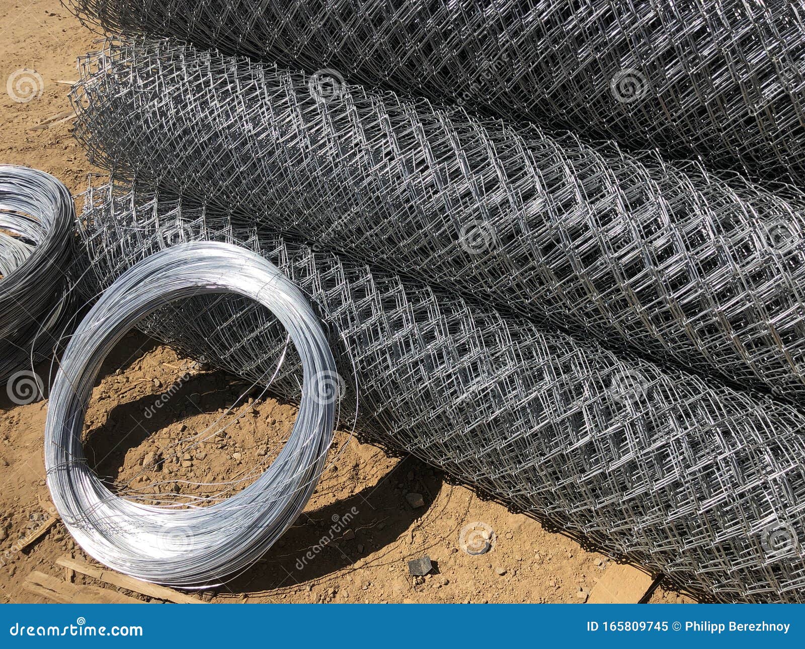 Metal Mesh Netting Rolled Into Rolls And Coils Of Steel Wire. Rolled ...
