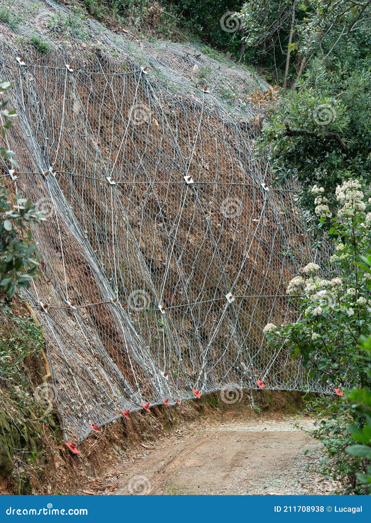 Metal Mesh Protects Mountain Roads from Landslide and Rockfall Stock ...