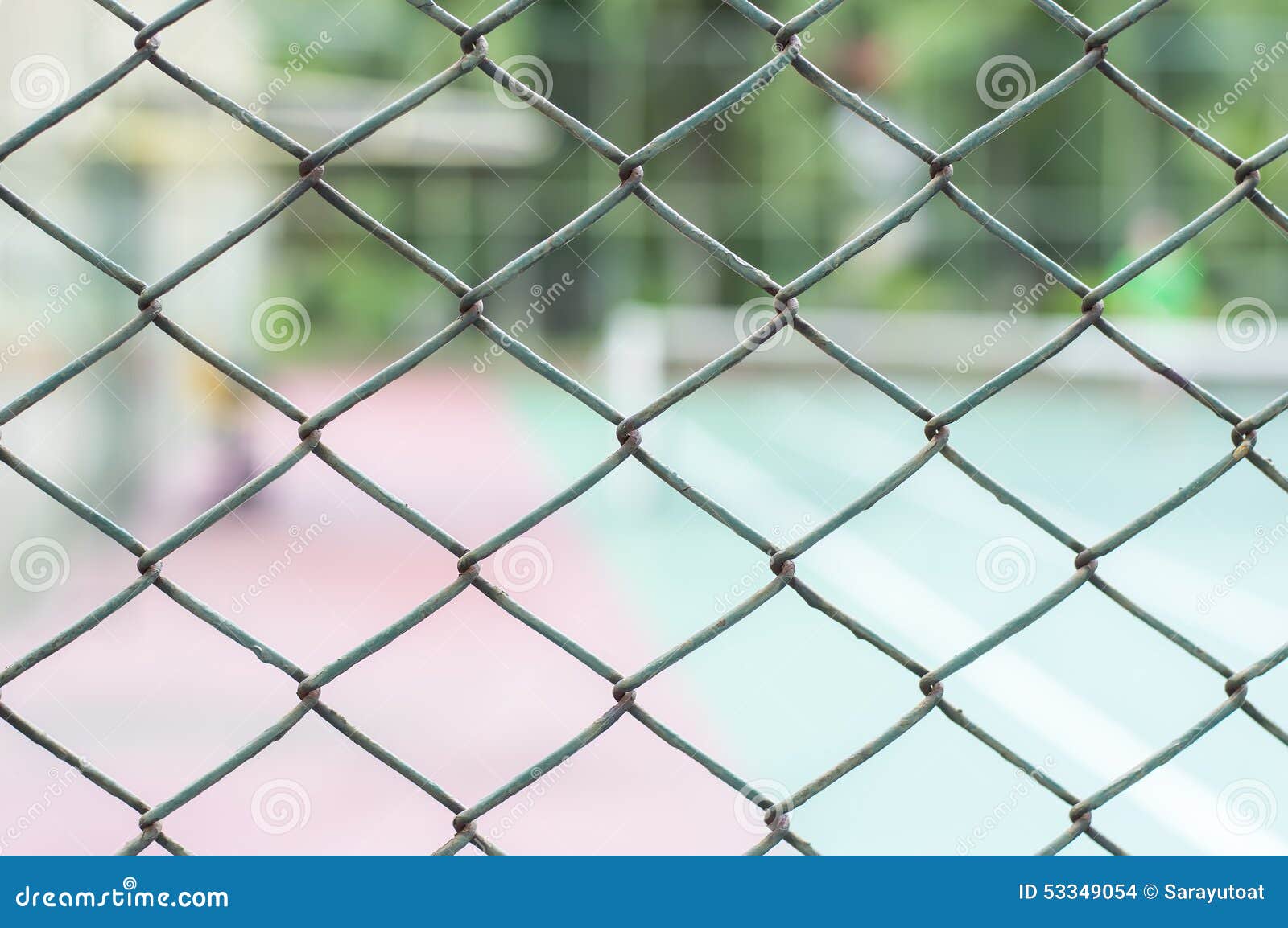 Metal Mesh Wire Fence With Tennis Court Stock Photo - Image of breach ...

