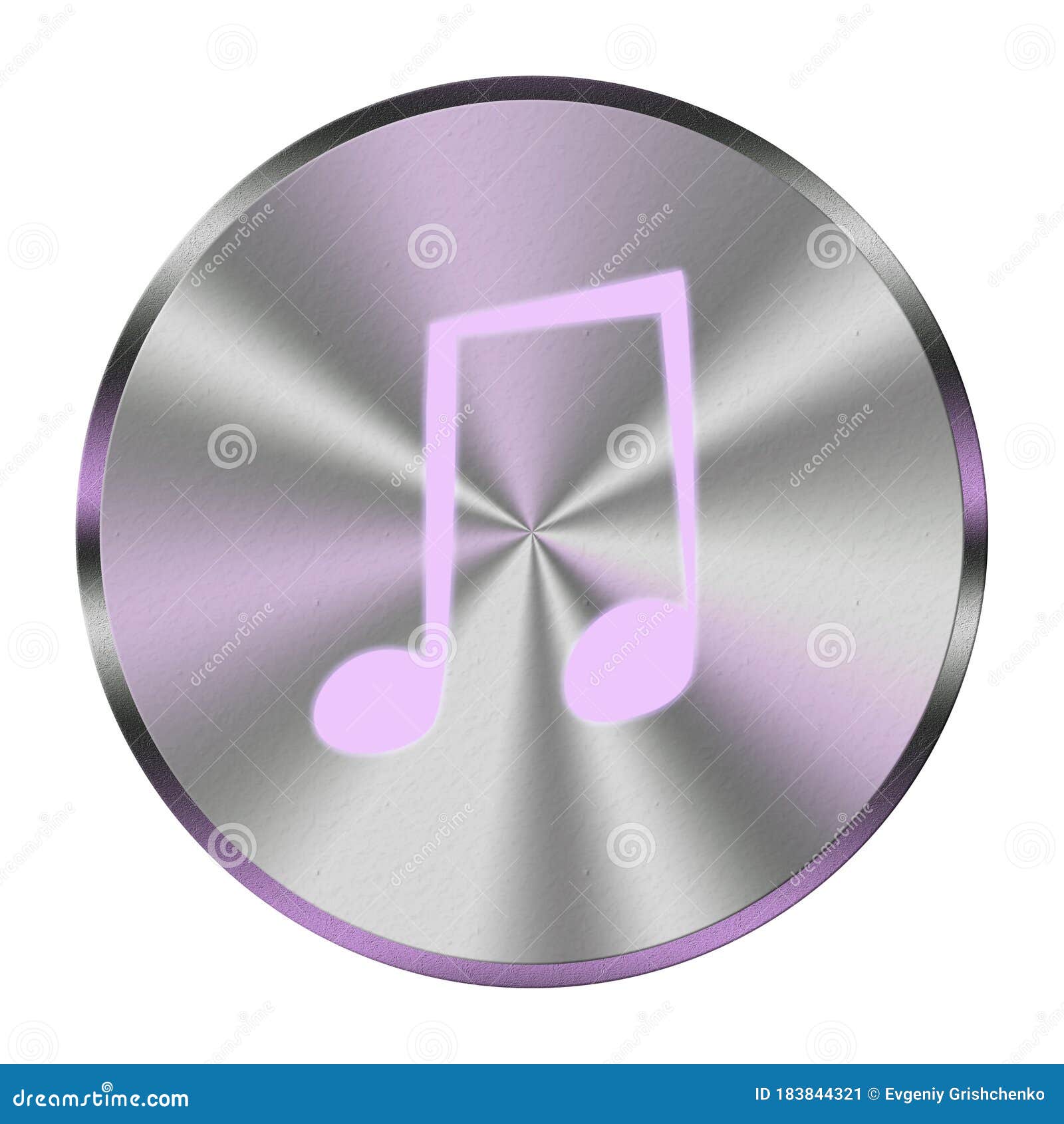 Metal Musical Note Button Audio Player Multimedia Control Stock