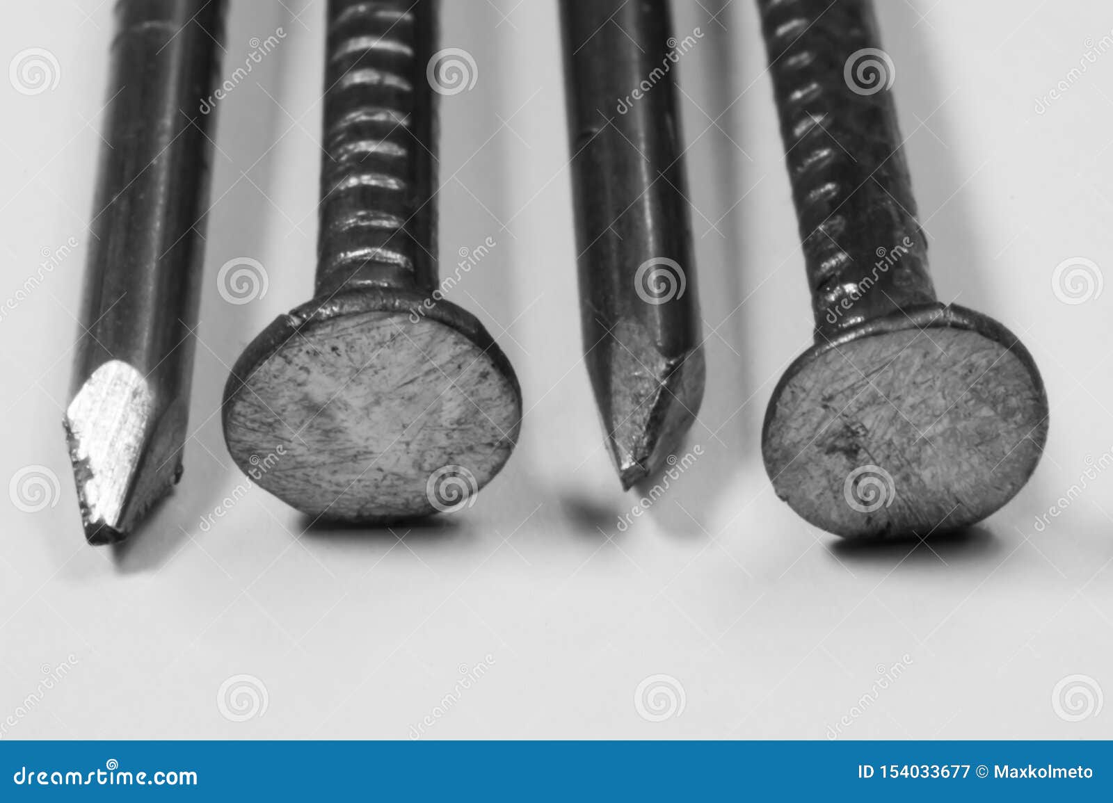 Metal Nails Isolated on White Background. Working Tools Stock Image ...