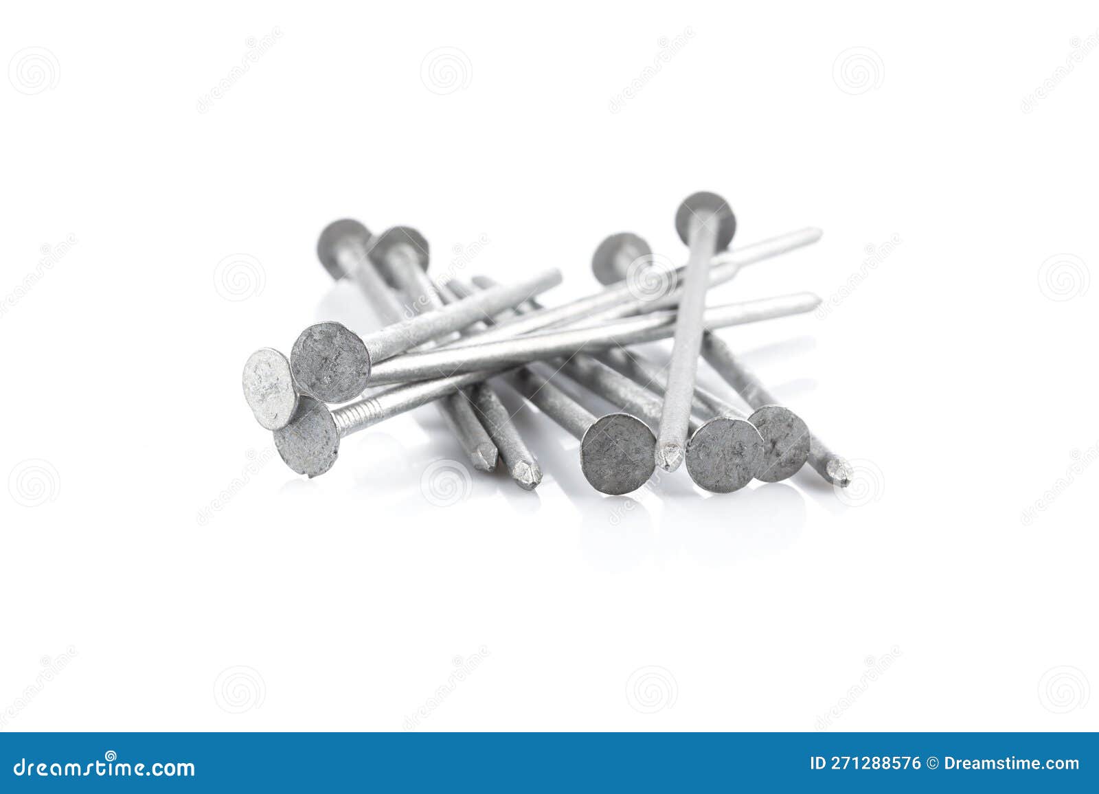 Metal nails on white stock photo. Image of spike, iron 271288576