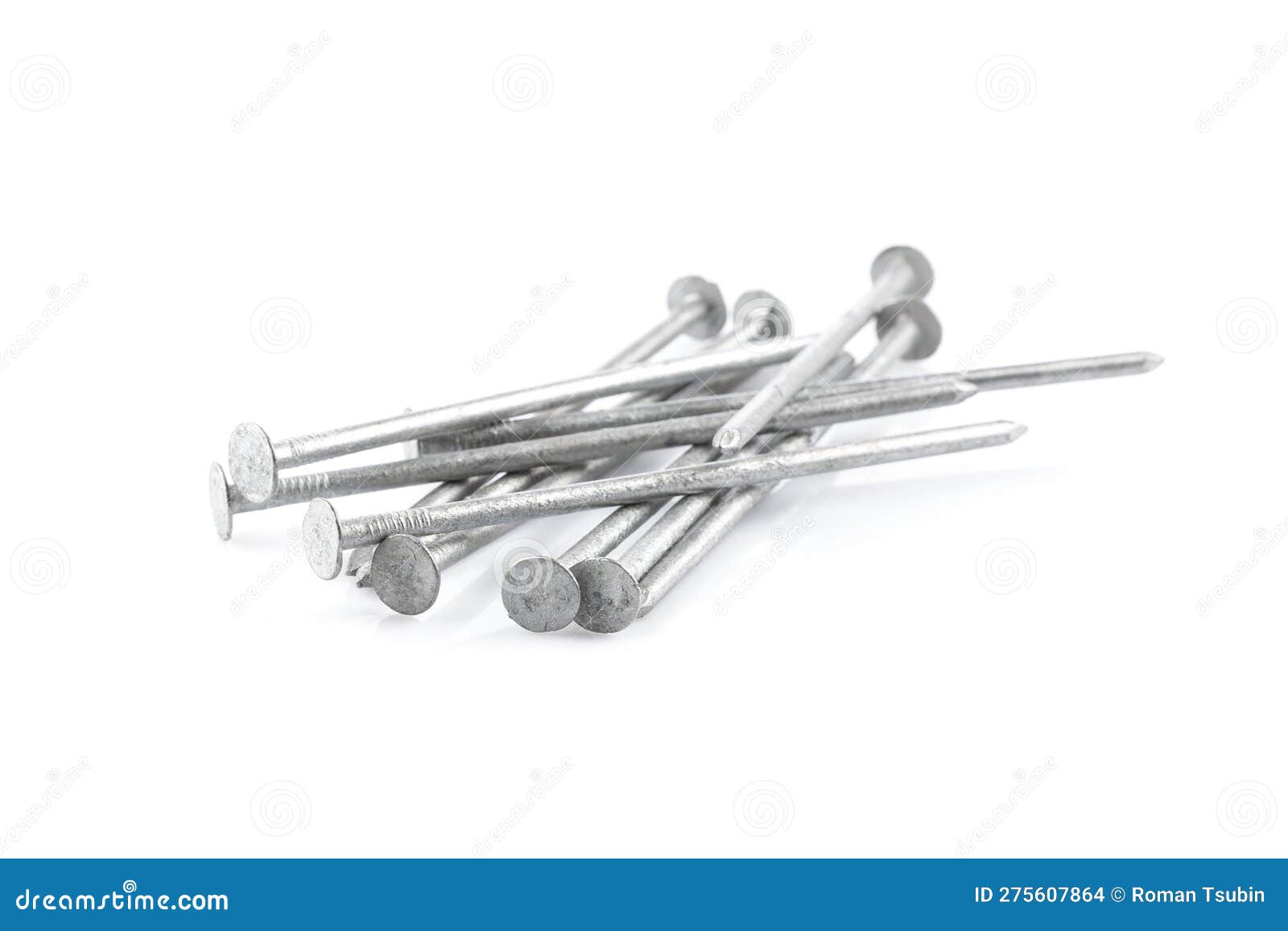 Metal nails on white stock photo. Image of tool, head 275607864