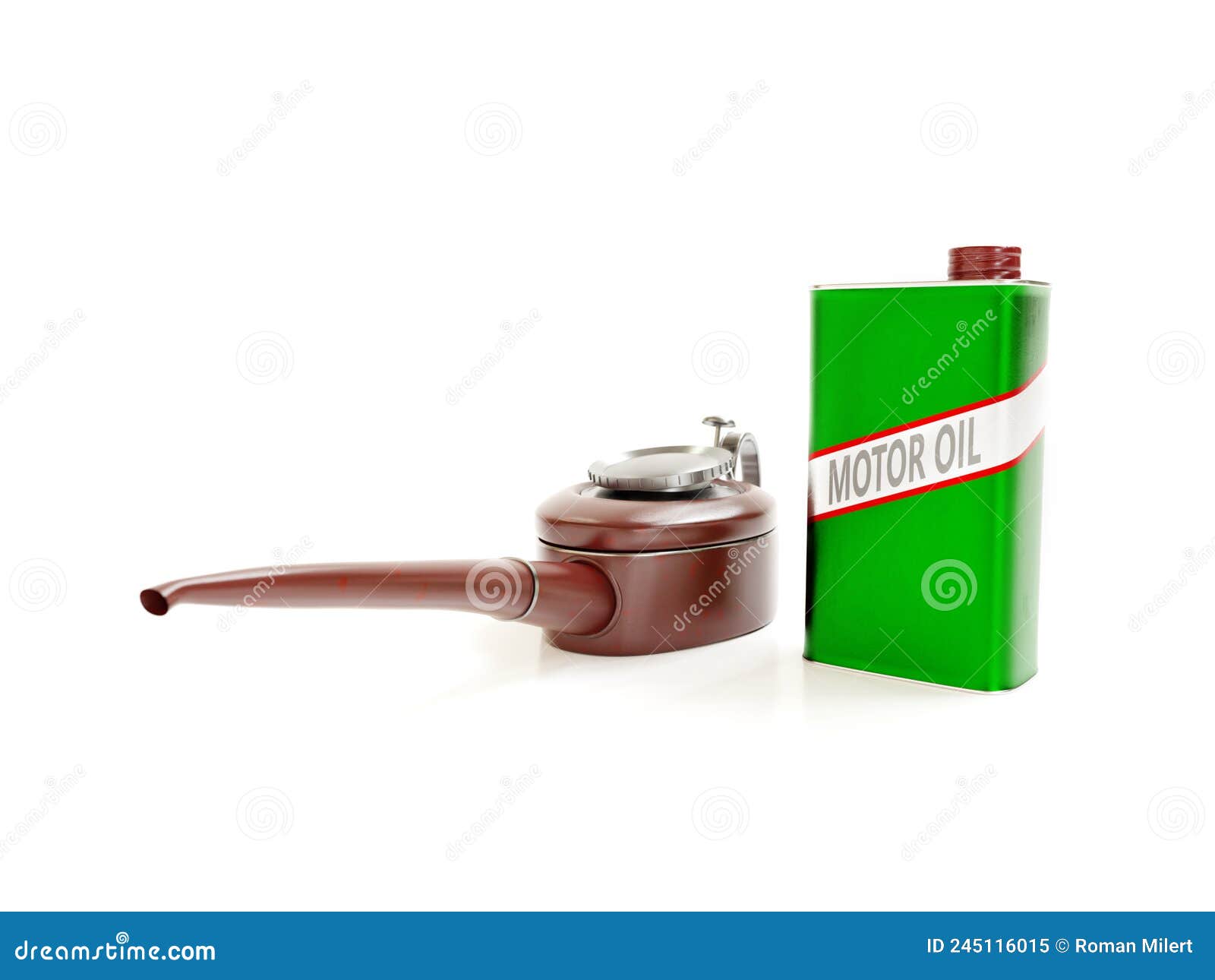 Metal Oiler and Motor Oil Can on White Stock Illustration
