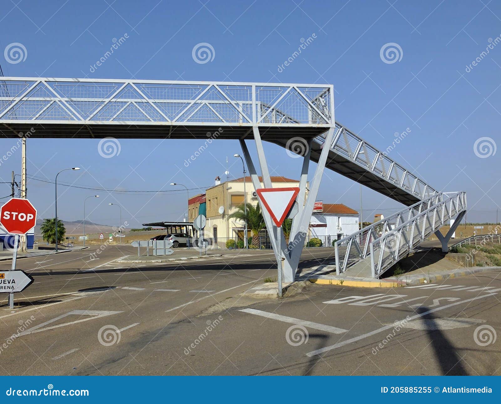 Metal Pedestrian Bridge for Safe Road Crossing Stock Image Image of