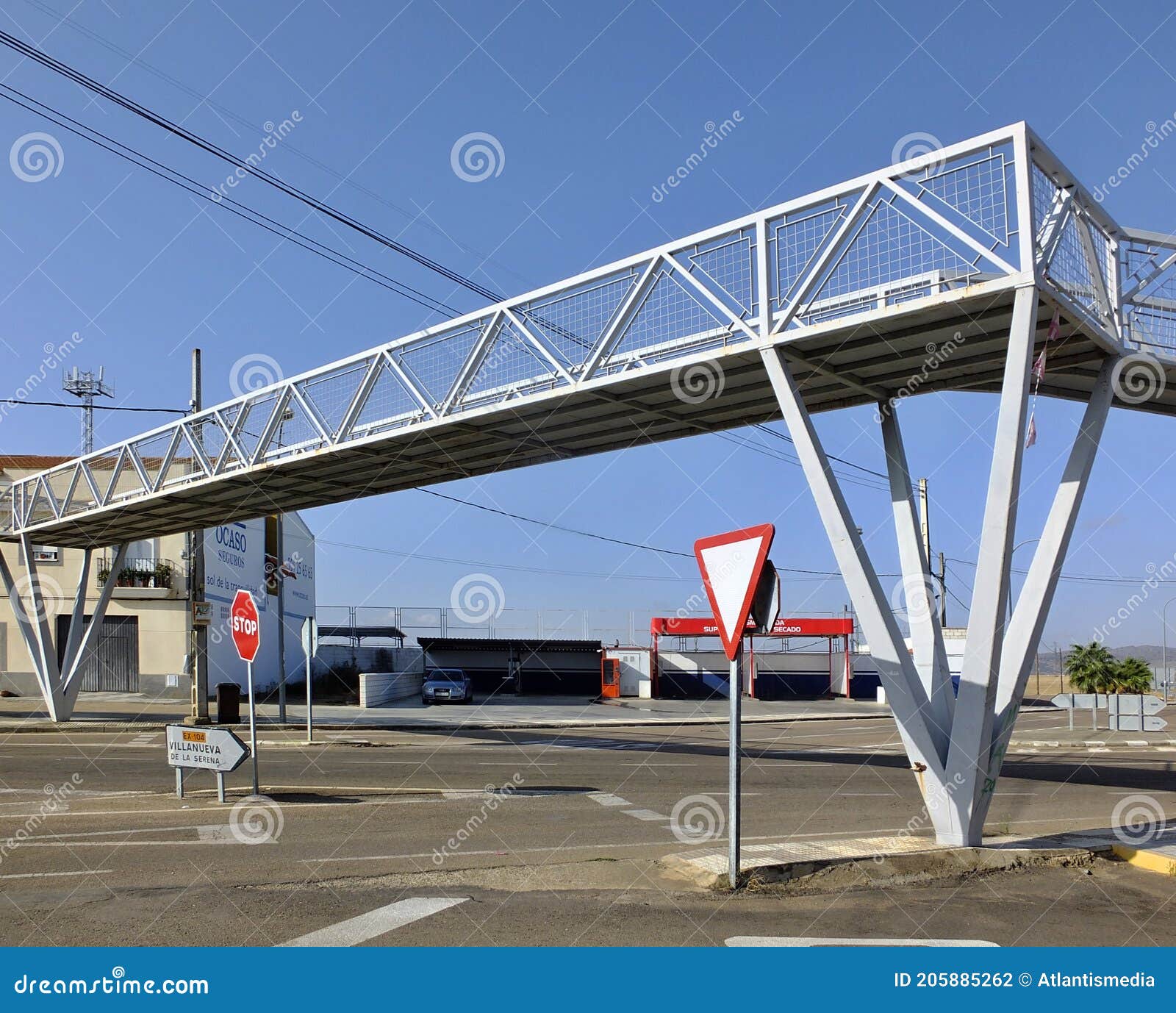 Metal Pedestrian Bridge for Safe Road Crossing Stock Photo Image of