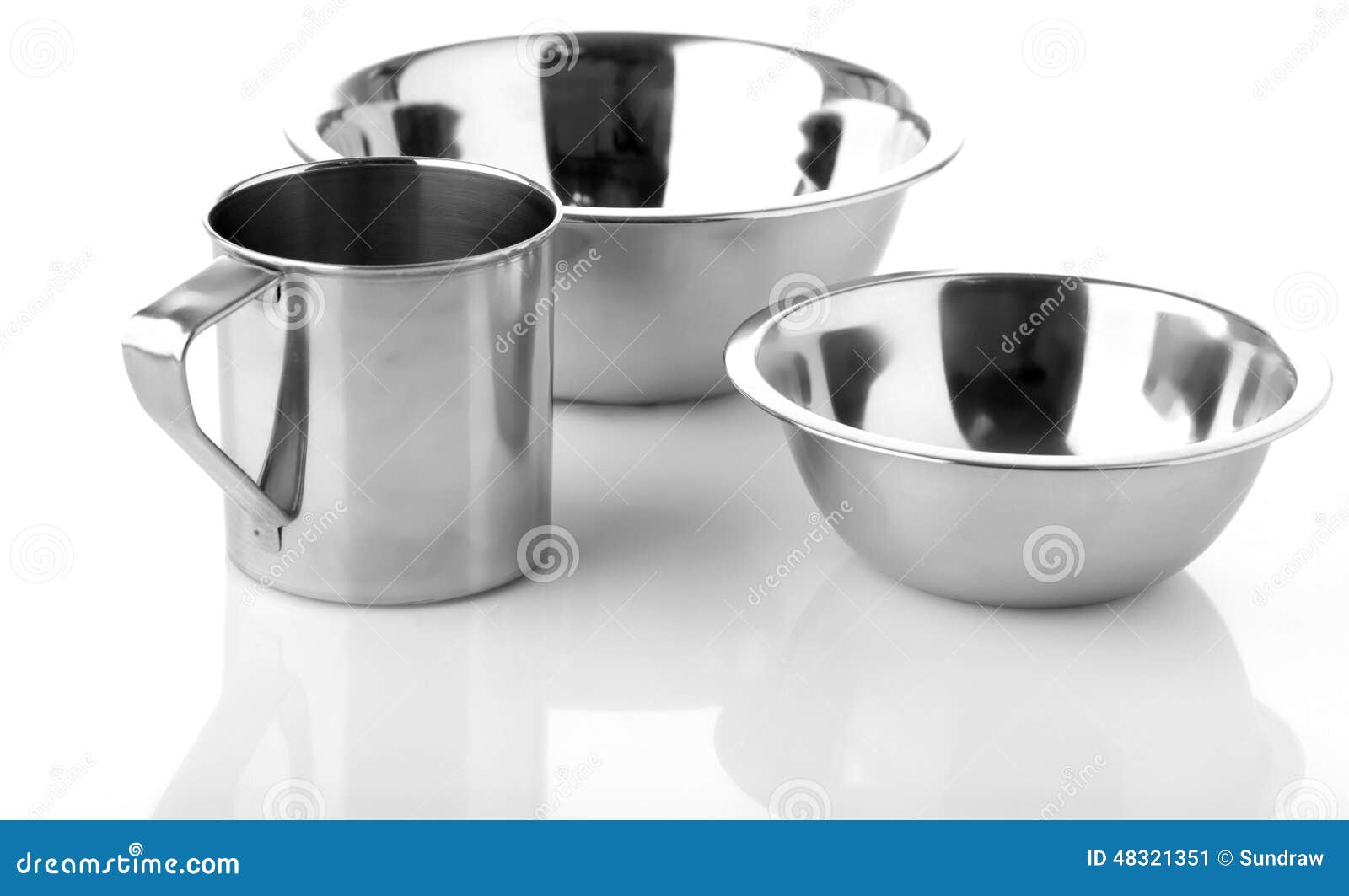 Metal plates and cup stock image. Image of empty, background 48321351