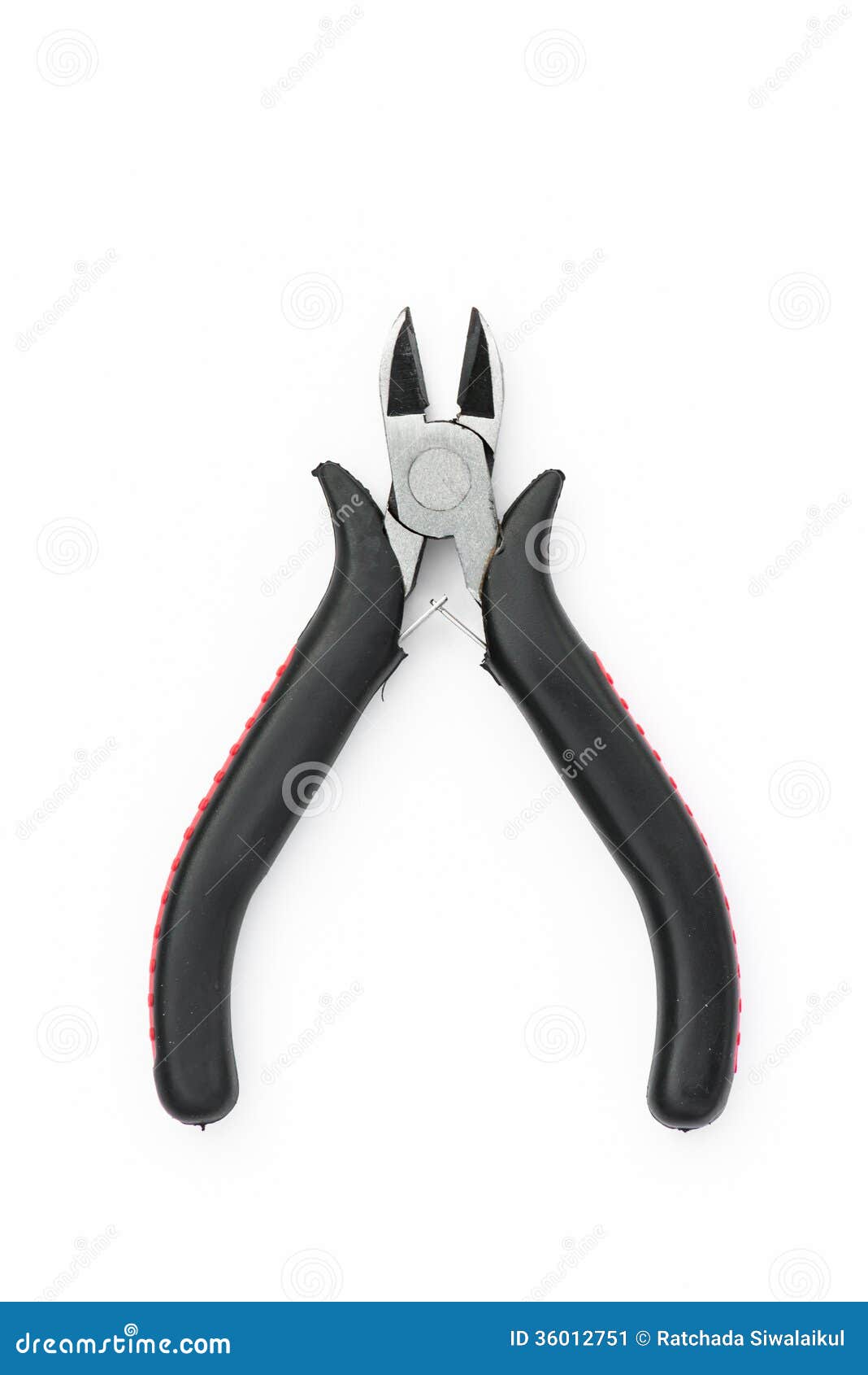 Metal Pliers with Rubber Grips on a White Background Stock Image