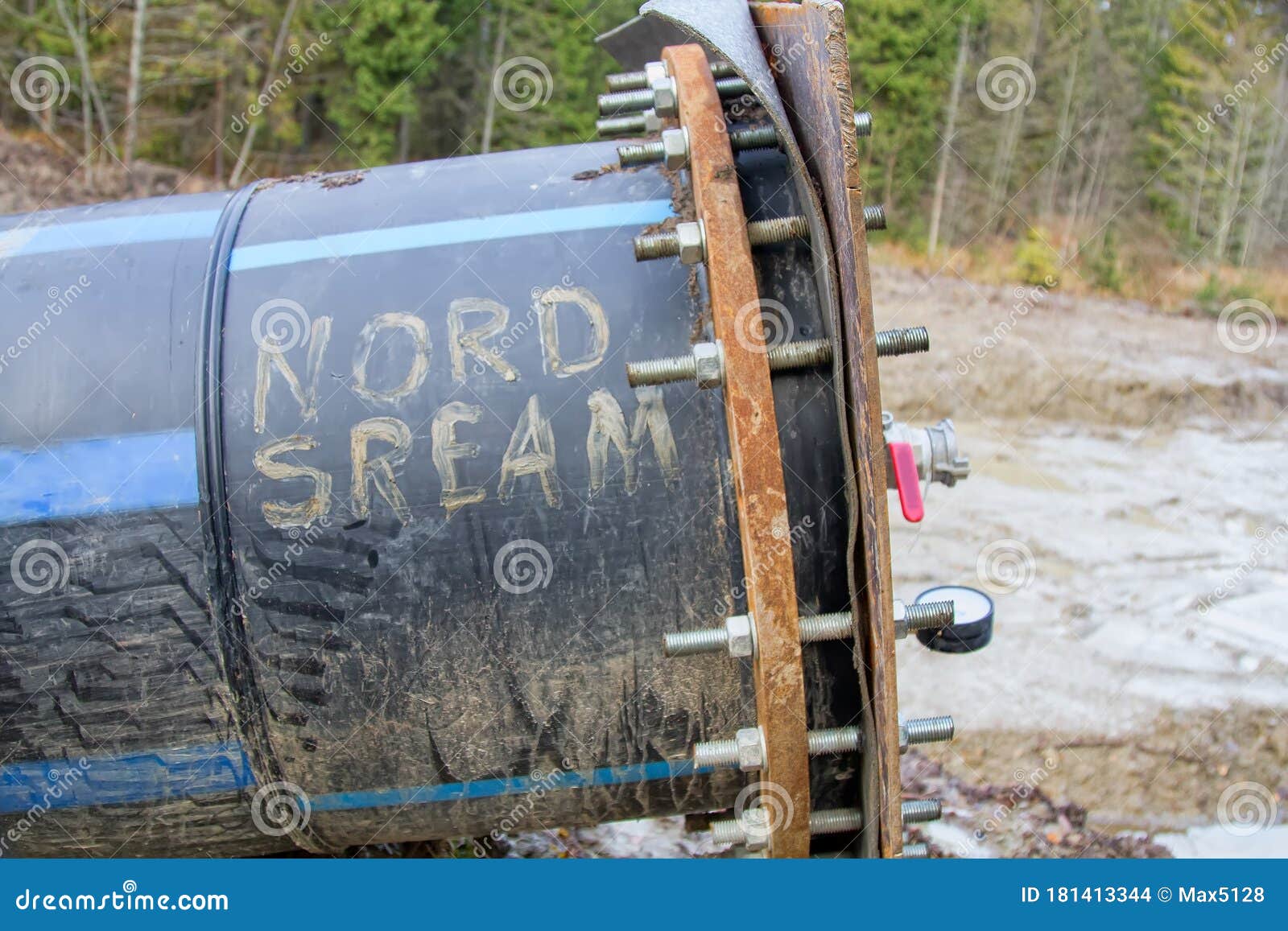 metal plug on the water pipe to the nord stream 2 pipeline