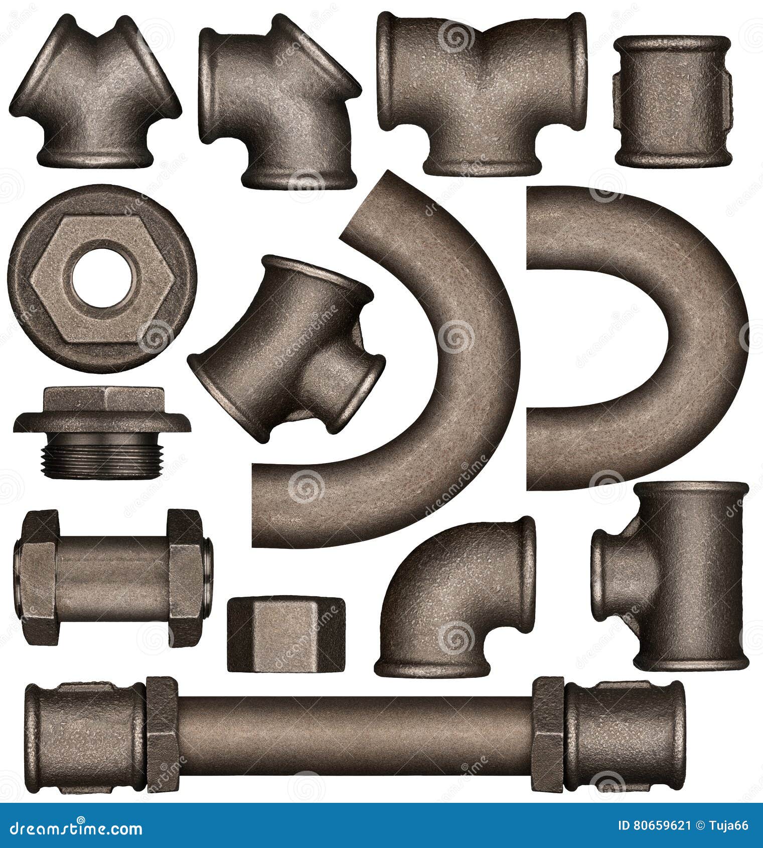 Metal plumbing pipes set stock image. Image of bolt, collection 80659621