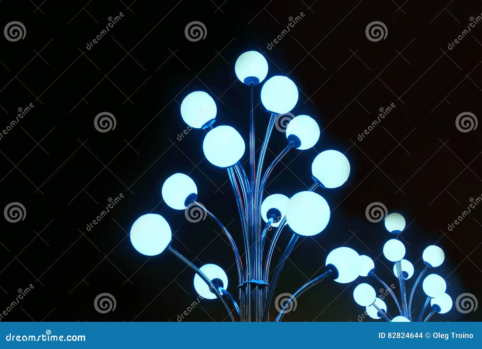 Metal Pole with Flashing Neon Lights Balls Stock Photo Image of power