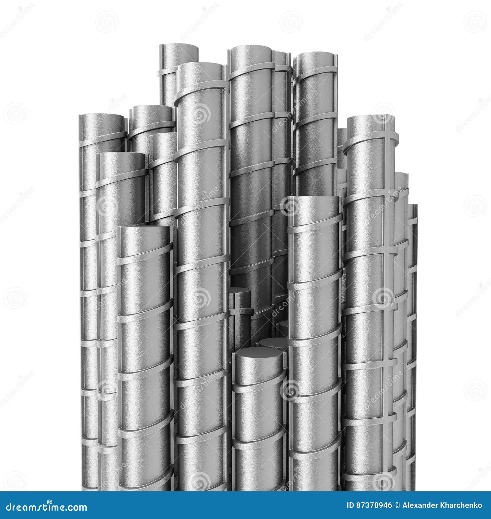 Metal Reinforcement Steel Rebars. 3d Rendering Stock Illustration