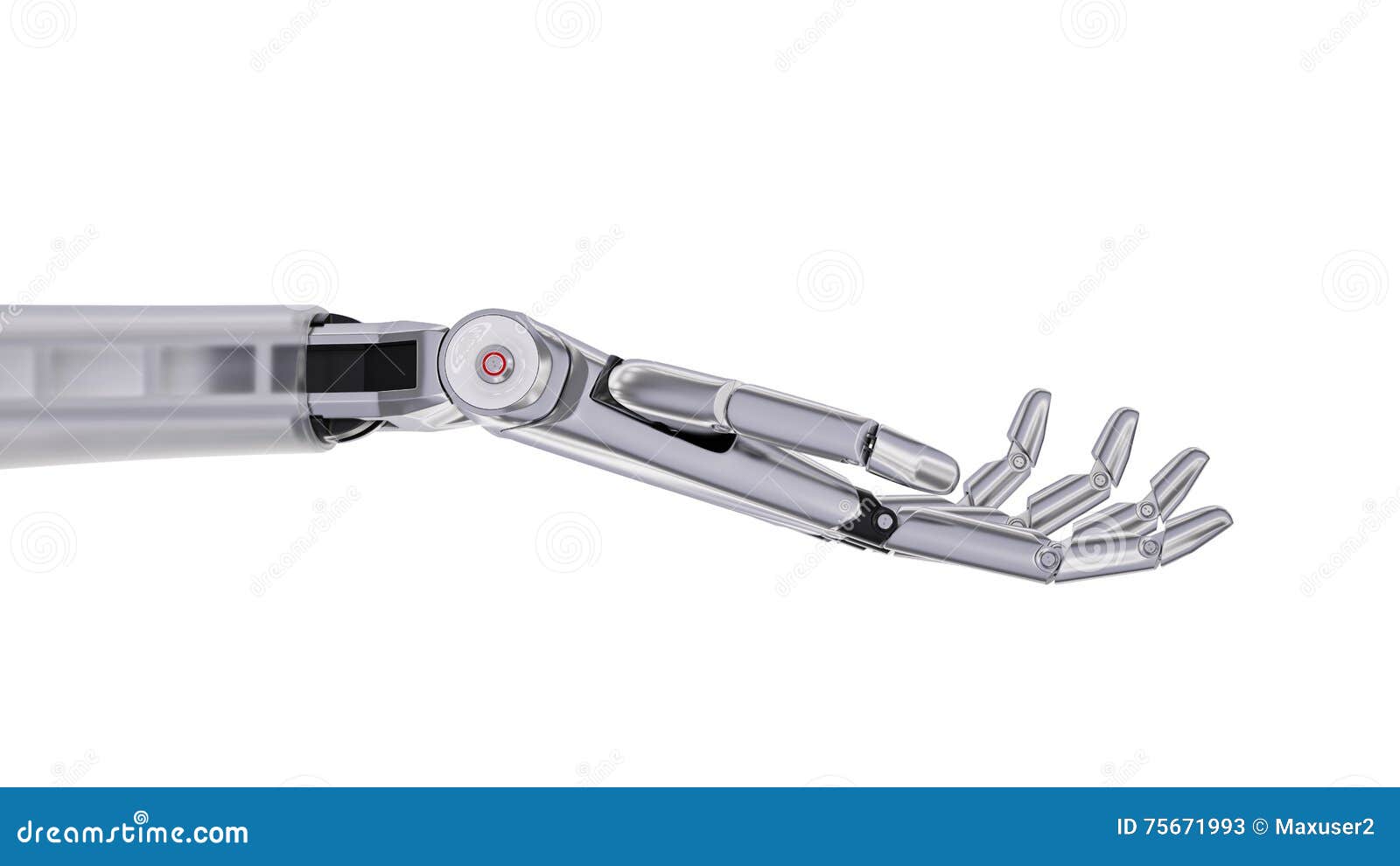 Metal Robotic Hand Side View 3d Illustration Isolated on White Stock Illustration Illustration