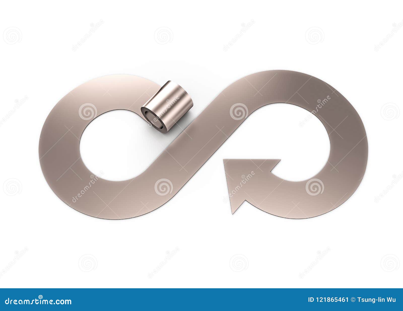 Metal Roller and Arrow Infinity Recycling Symbol, 3D Illustration Stock ...