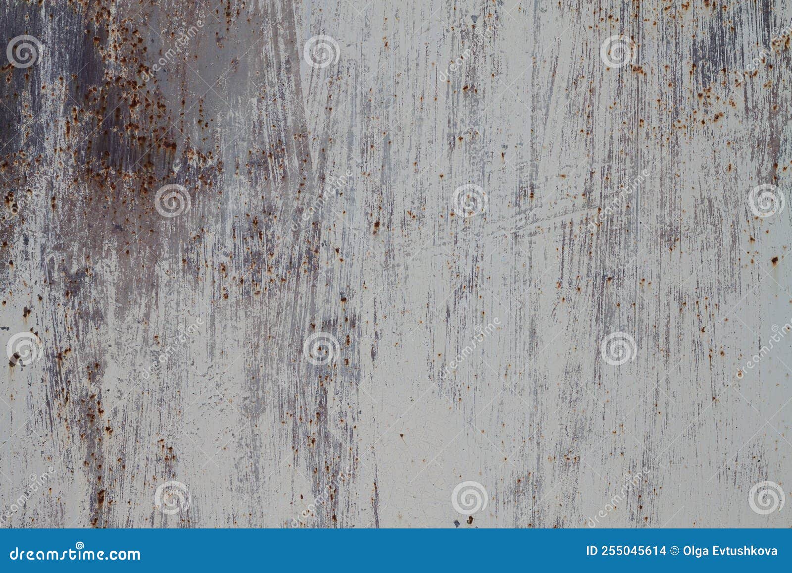 Metal Rusty Surface Painted with White Peeling Paint Stock Photo