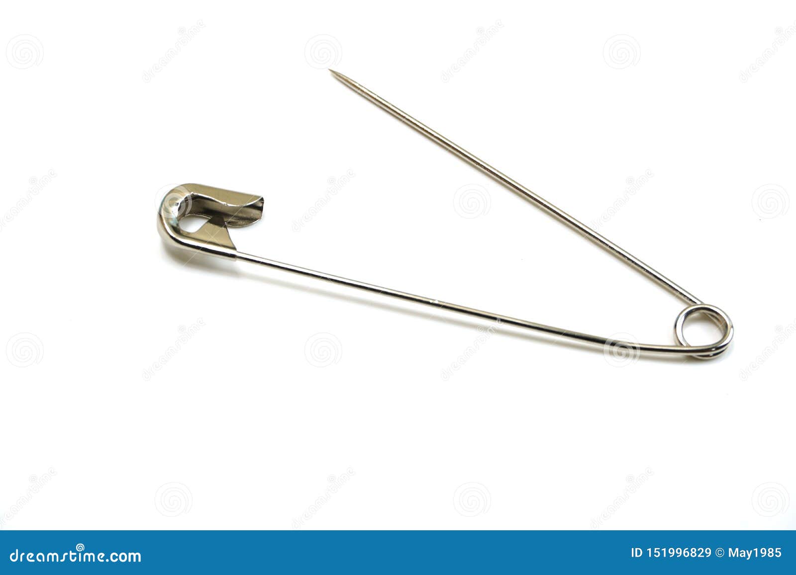 Metal Safety Pins on White Background Stock Image Image of