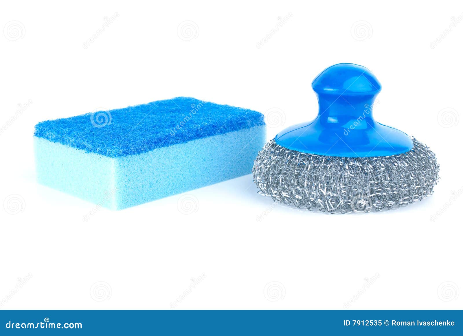 Metal Scrub and Blue Sponge Stock Image Image of dishwashing