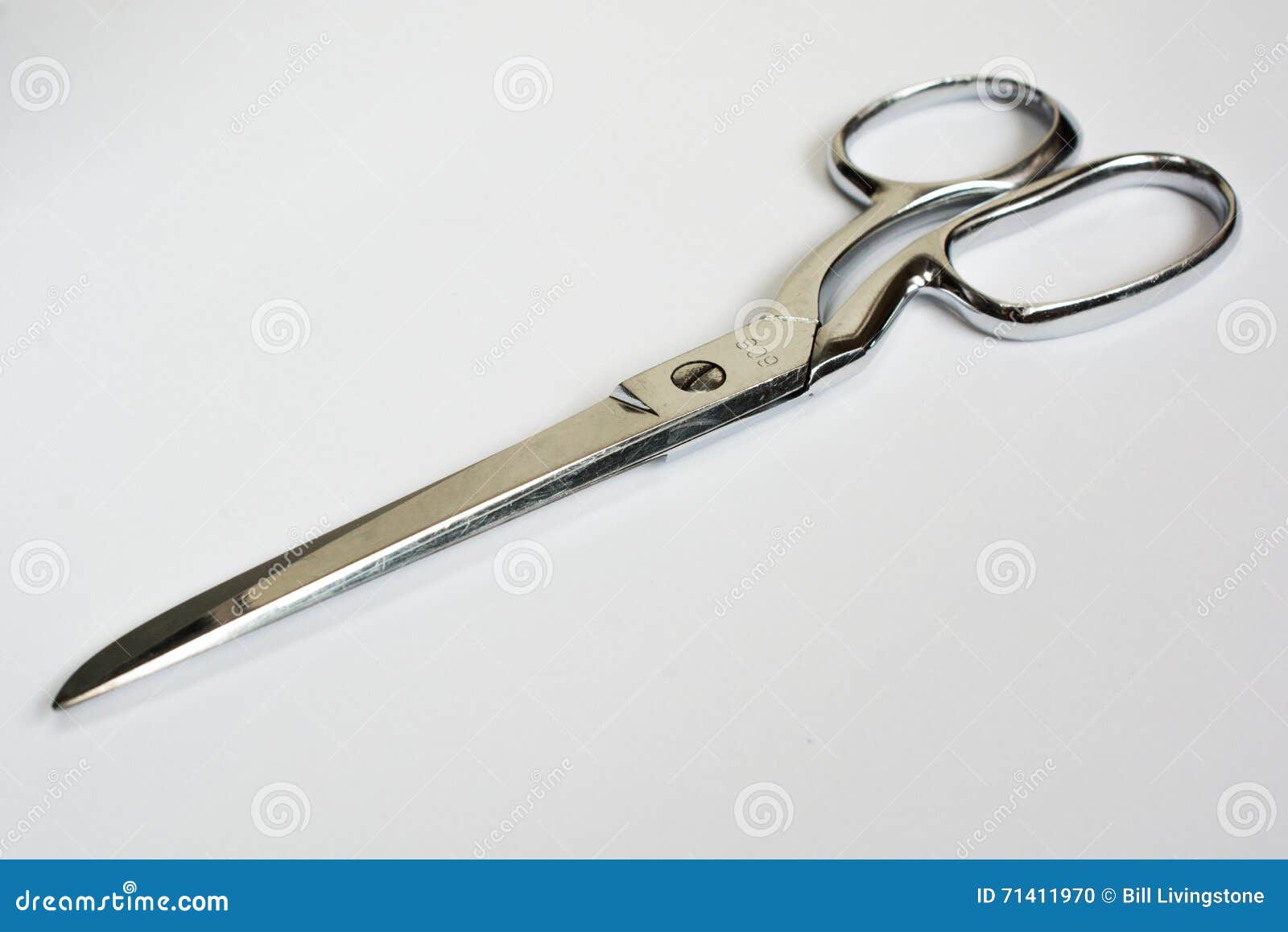 Metal Sewing Scissors Closed Isolated on White Isolated on White Stock