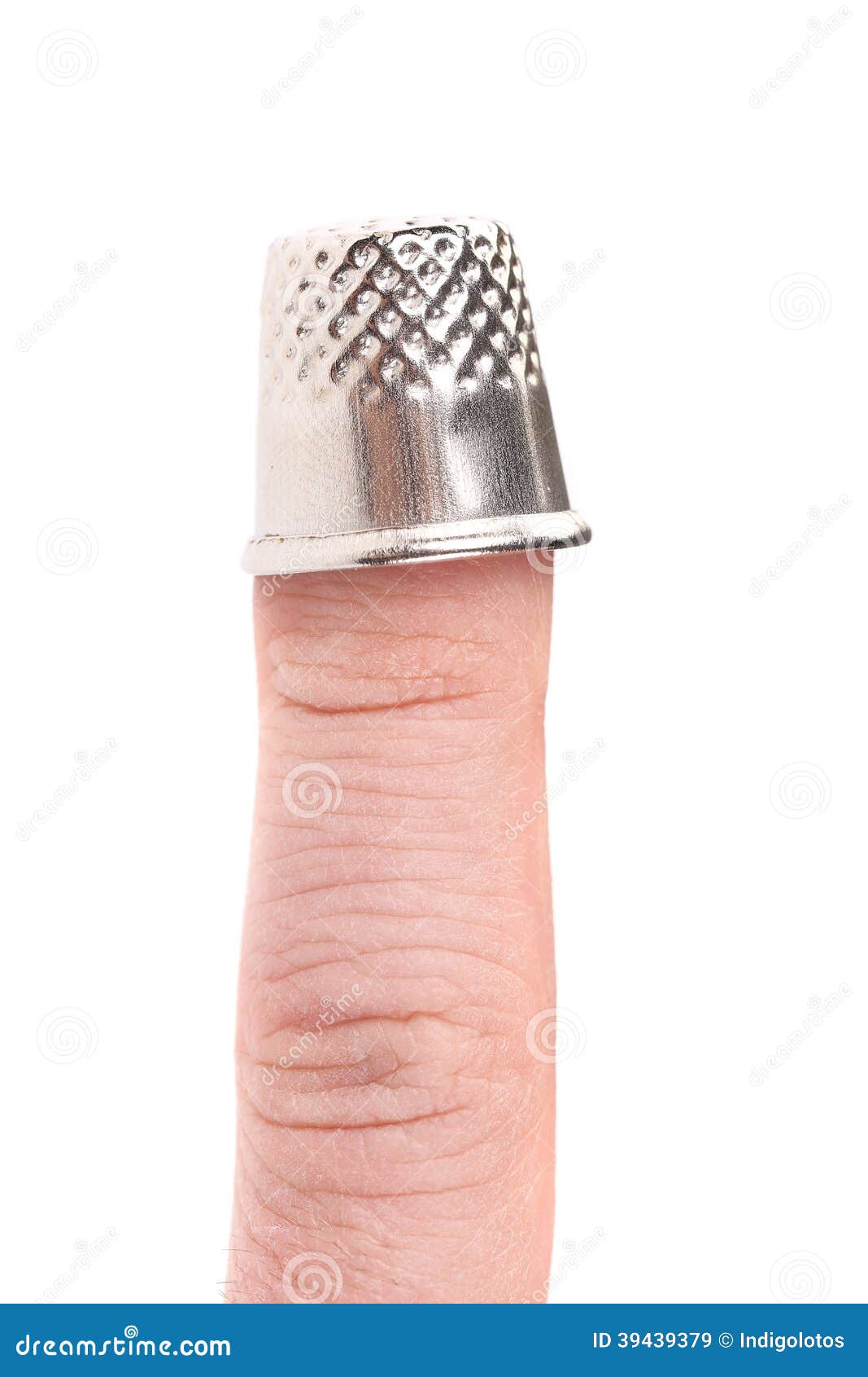 Metal Sewing Thimble on Finger. Stock Image Image of shot, equipment