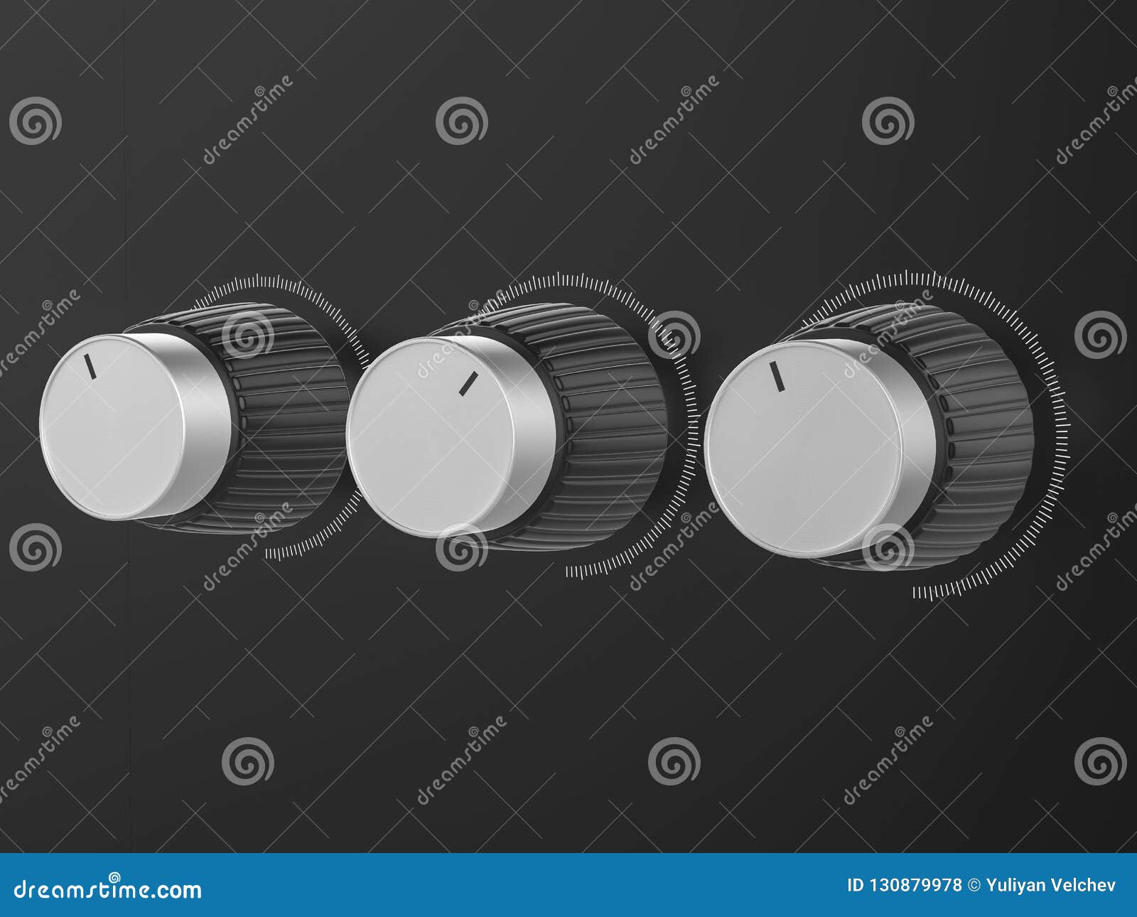 Control knobs stock illustration. Illustration of silver 130879978