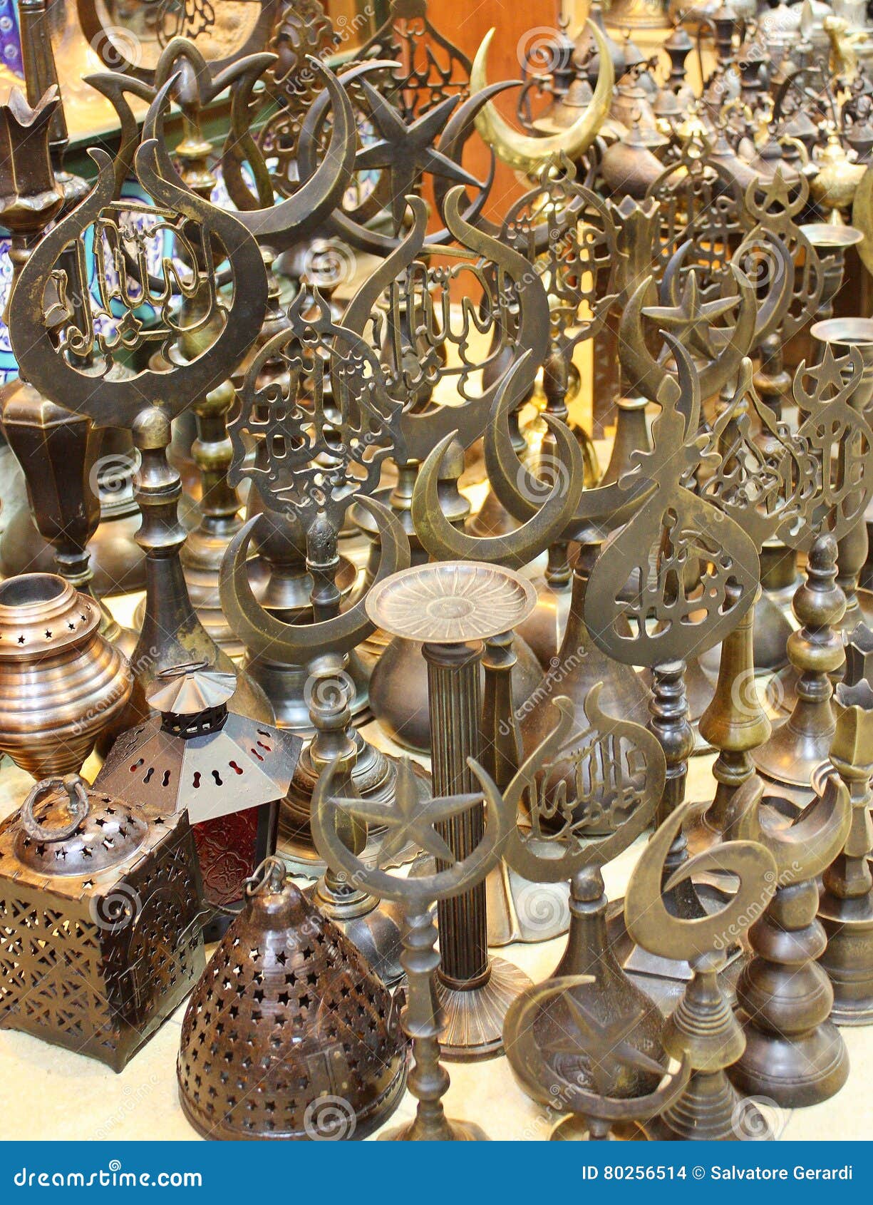 Metal Souvenirs Sold in a Turkish Bazaar Stock Photo Image of arabian