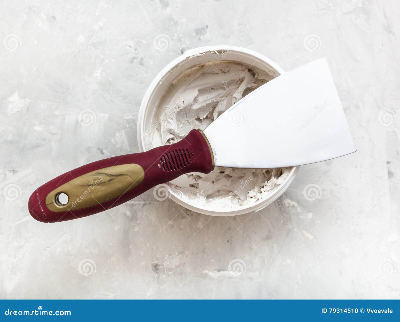 Metal Spatula, Trowel And Paint Brush On White Background With