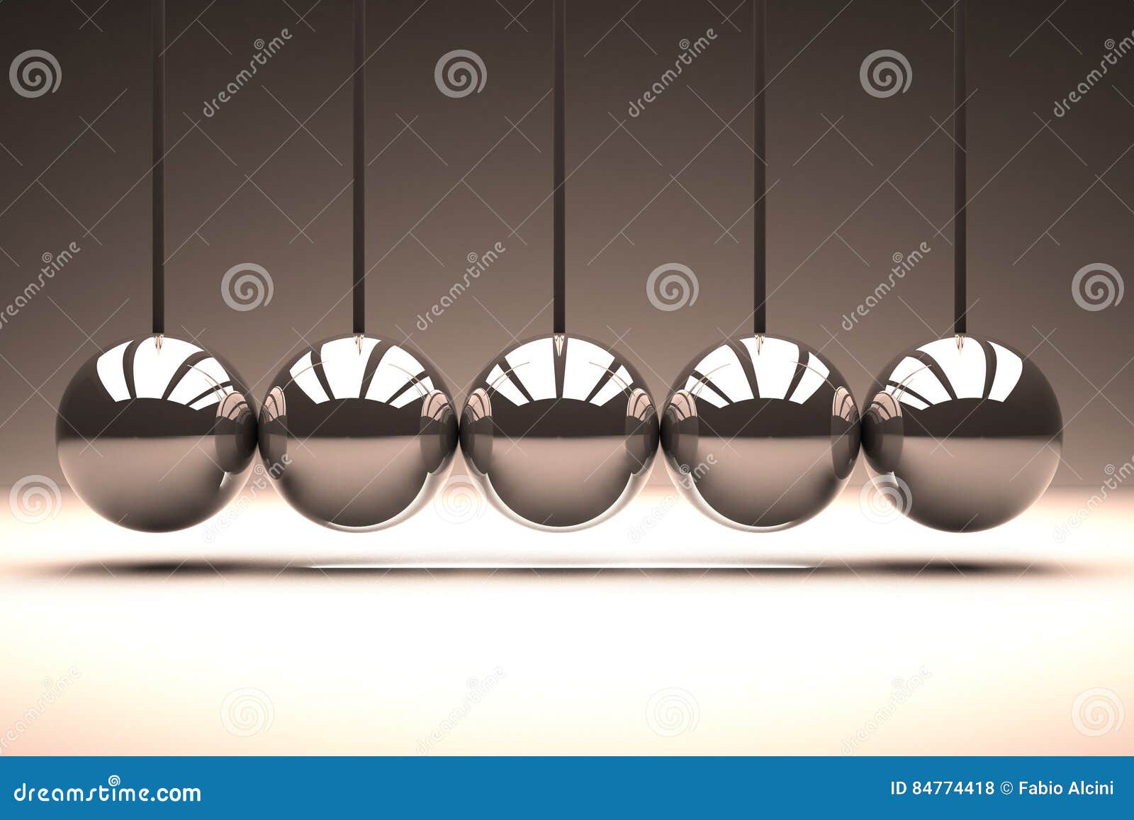Metal Spheres Bouncing in Line Stock Illustration Illustration of