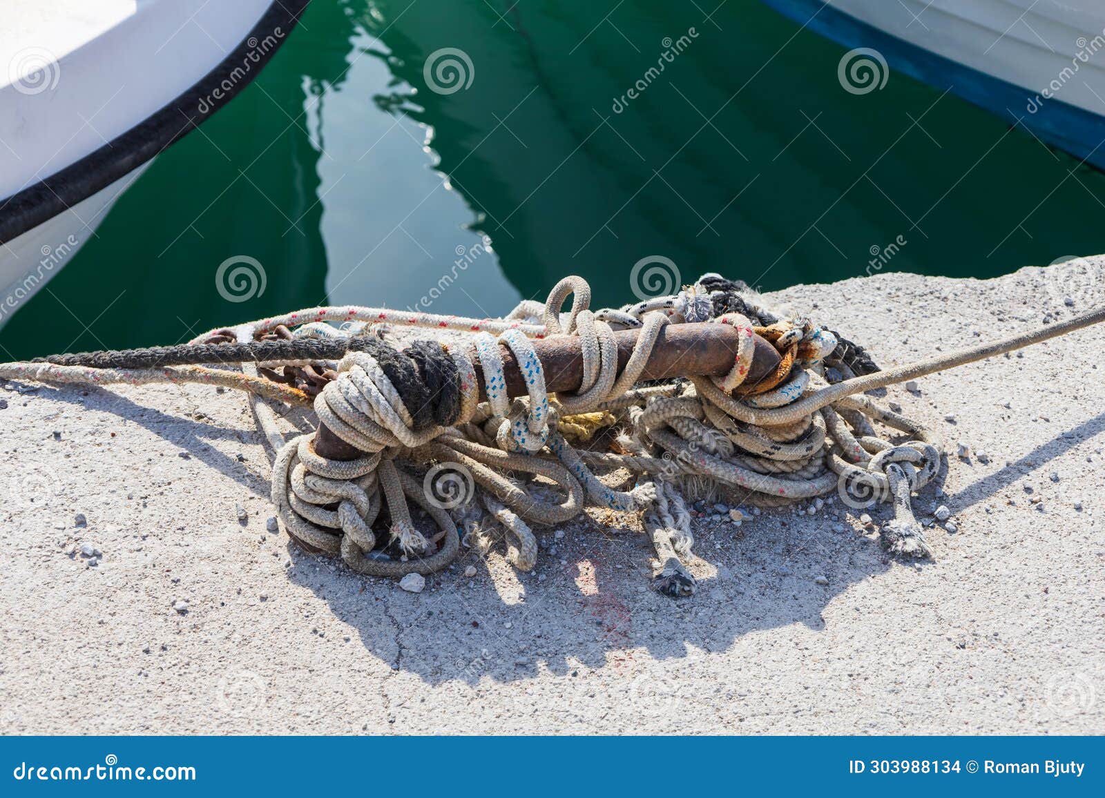 A Metal Staple in the Harbor for Mooring Ships Stock Photo Image of