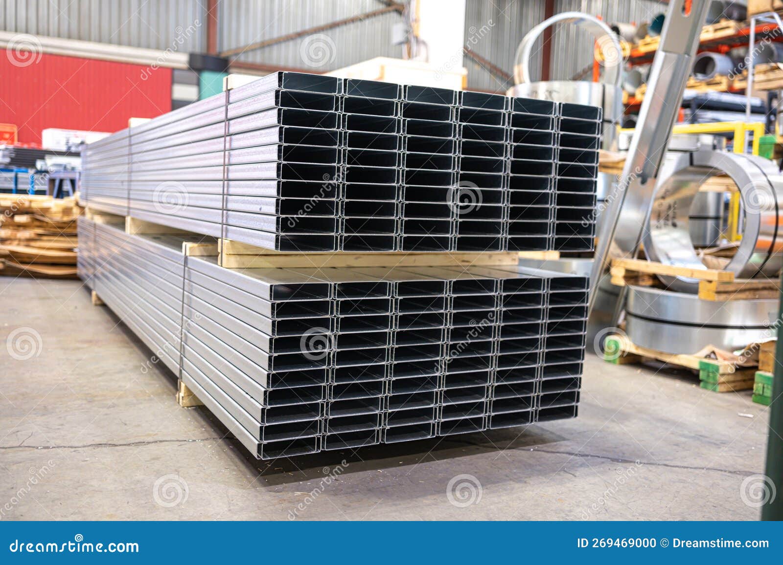 Metal Stud for Wall Framing Manufactured at Metal Factory Stock Photo