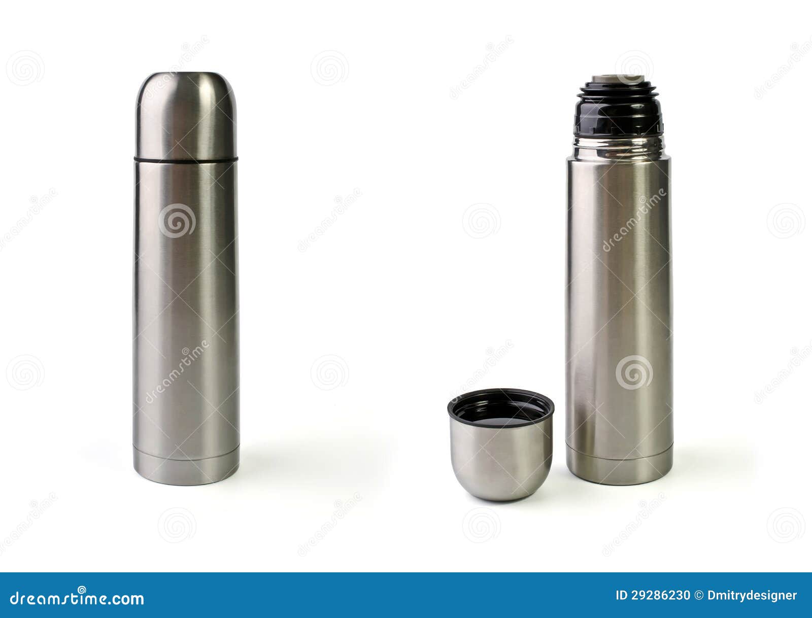 Metal thermos over white stock photo. Image of plastic 29286230