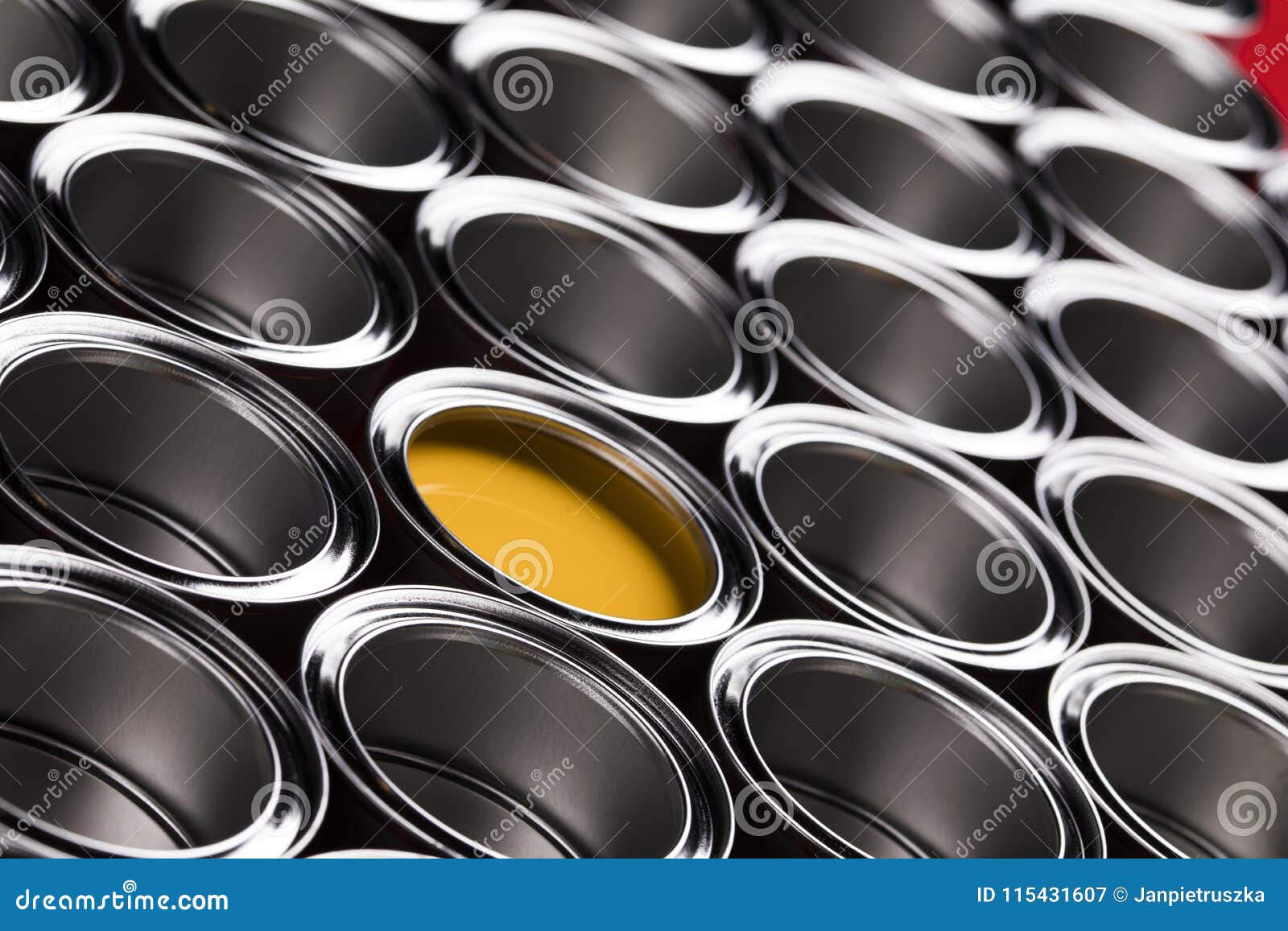Metal tin paint cans stock image. Image of paint, paintbrush 115431607