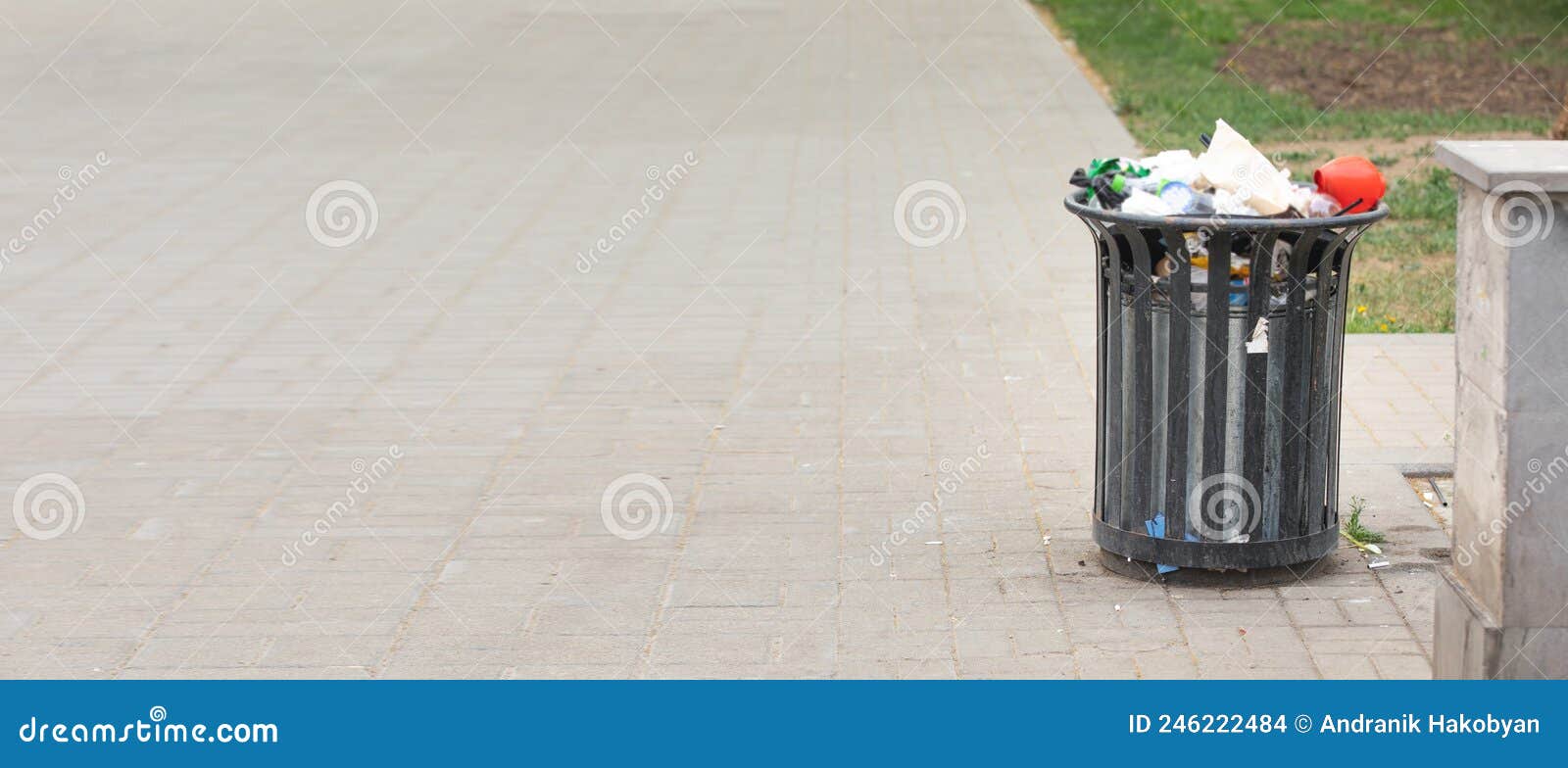 Metal trash bin in a city stock photo. Image of ecology 246222484