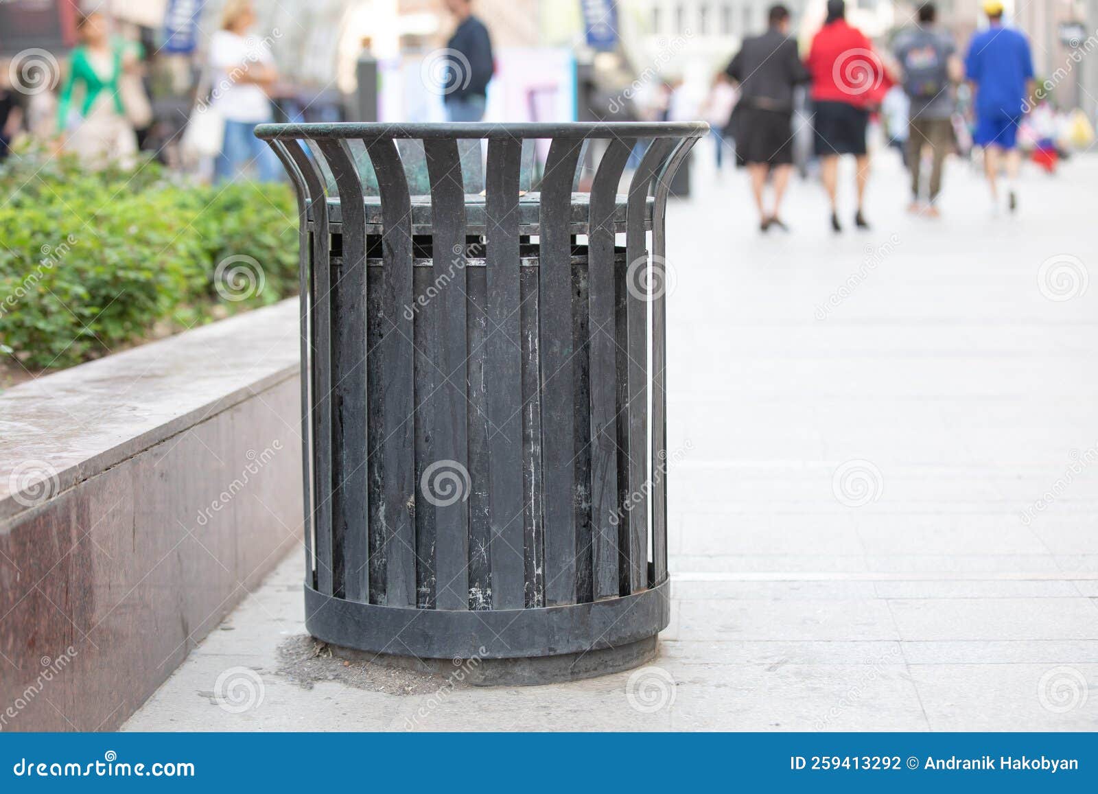 Metal trash bin in a city stock photo. Image of recycling 259413292
